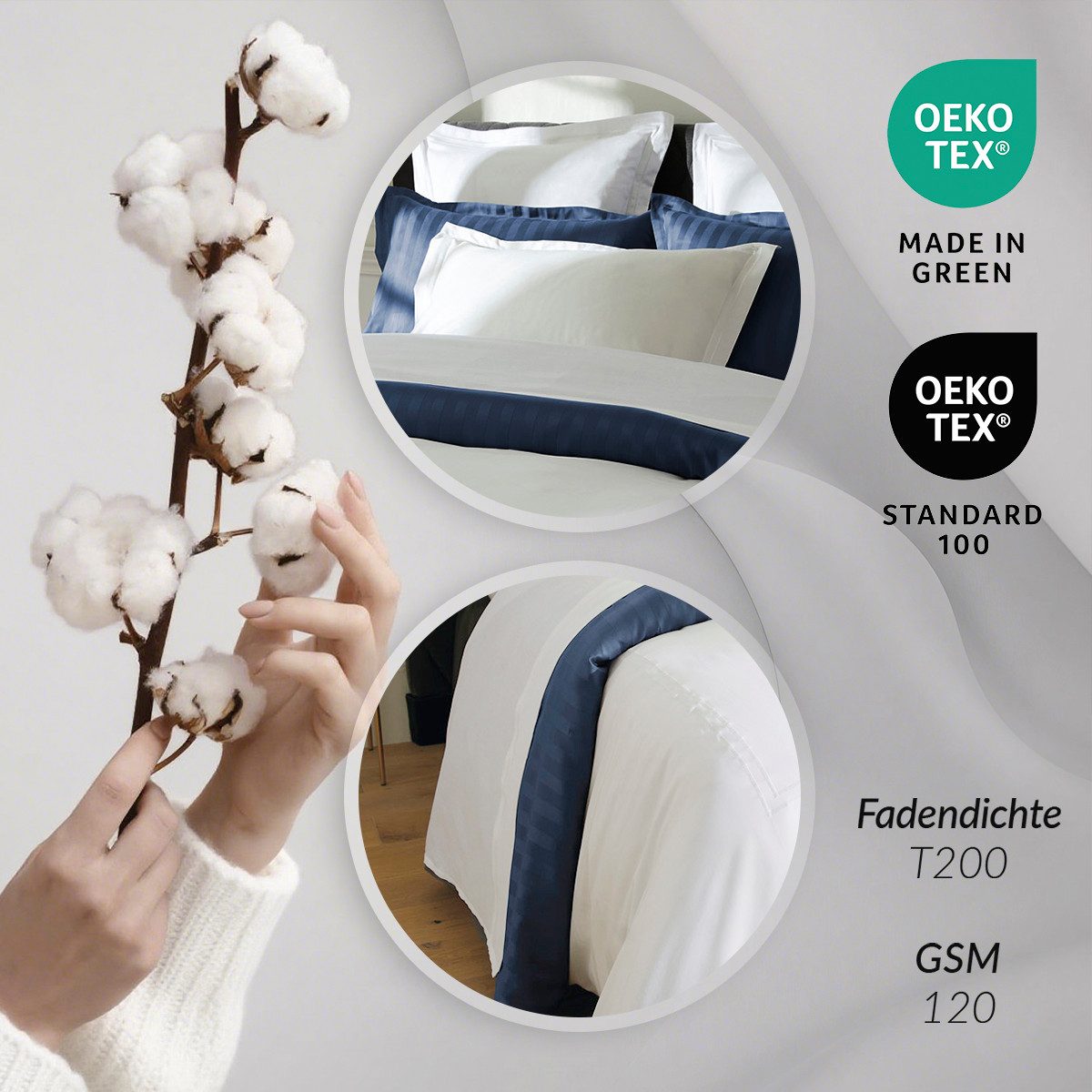 Pure cottom Bettwäsche Baumwoll-Satin Bettwäsche weiß, günstig online kaufen