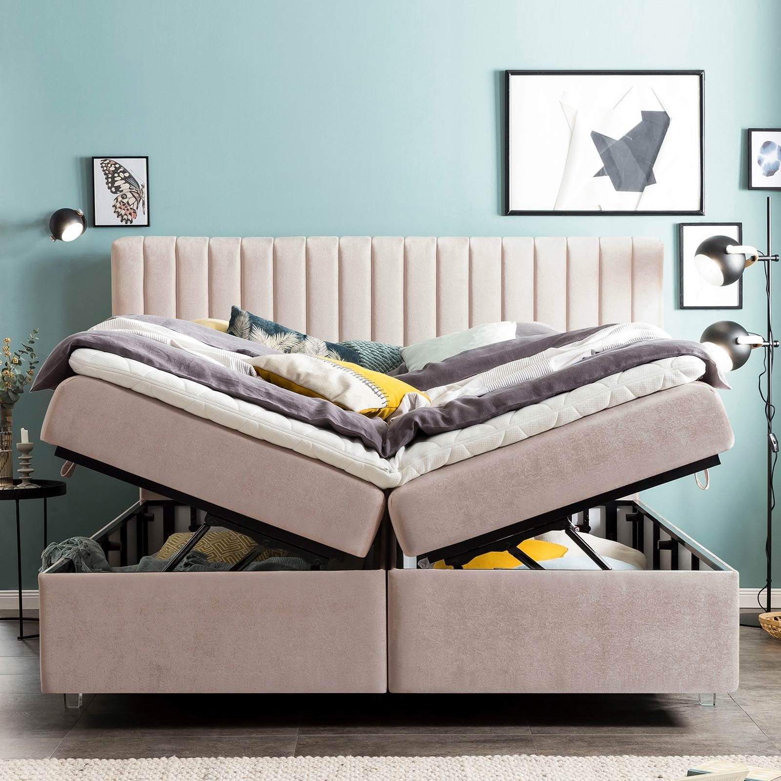 BettCo Stauraumbett Boxspringbett mit Bettkasten Paris günstig online kaufen