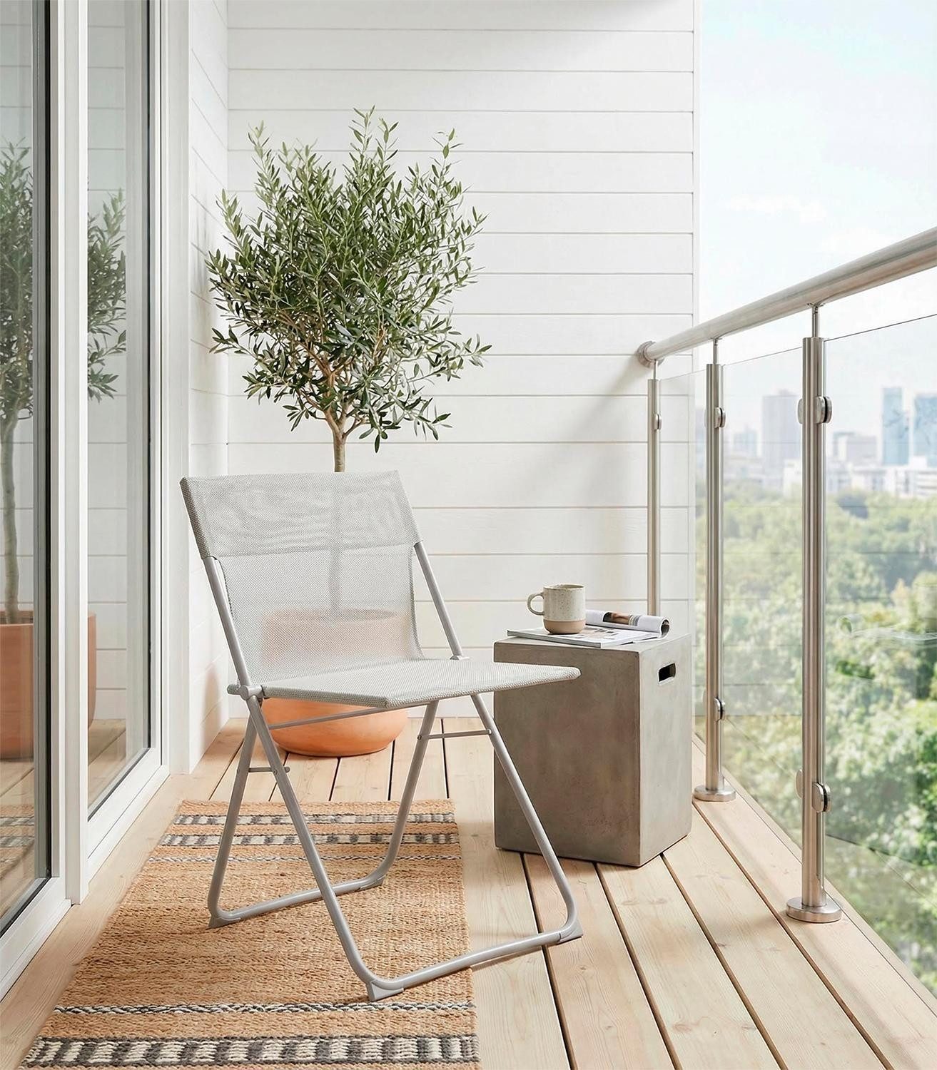 Lafuma Klappstuhl BALCONY, Beige Seigle, Batyline, Stahl, (1 St), Klappbar, B 48 x H 83 x T 44 cm