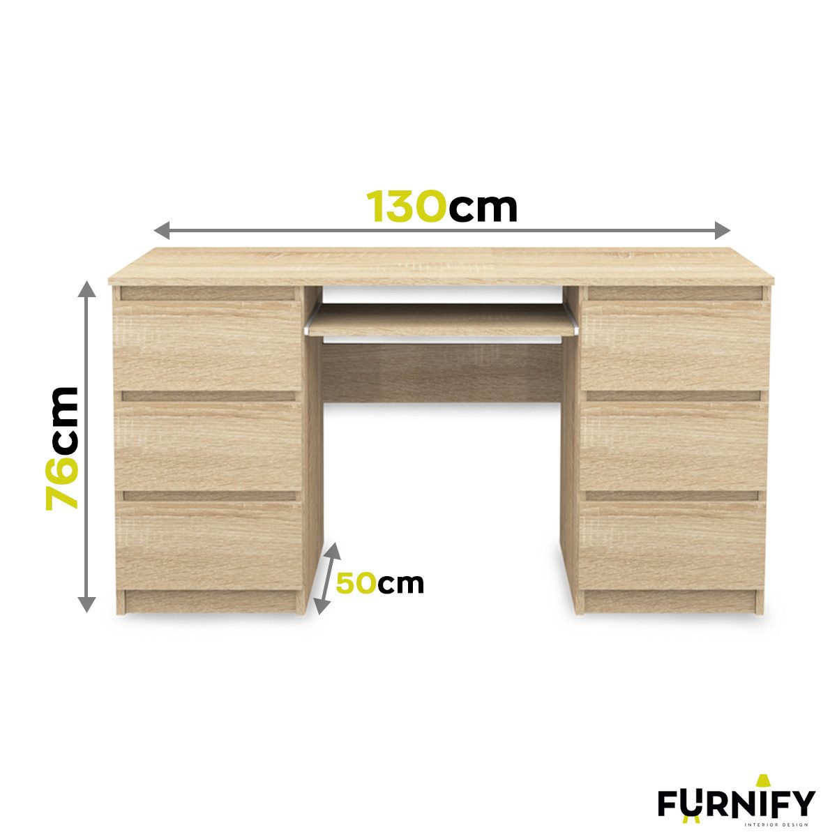 Furnify Schreibtisch Computertisch 6 Schubladen Schreibtisch Büro PC Tisch günstig online kaufen