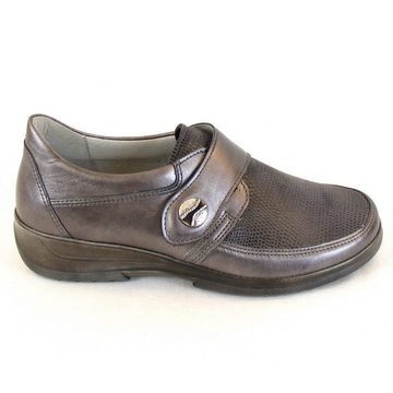 Stuppy Damen Schuhe grau metallic Halbschuhe Leder Stretch Fußbett 10965 Walkingschuh