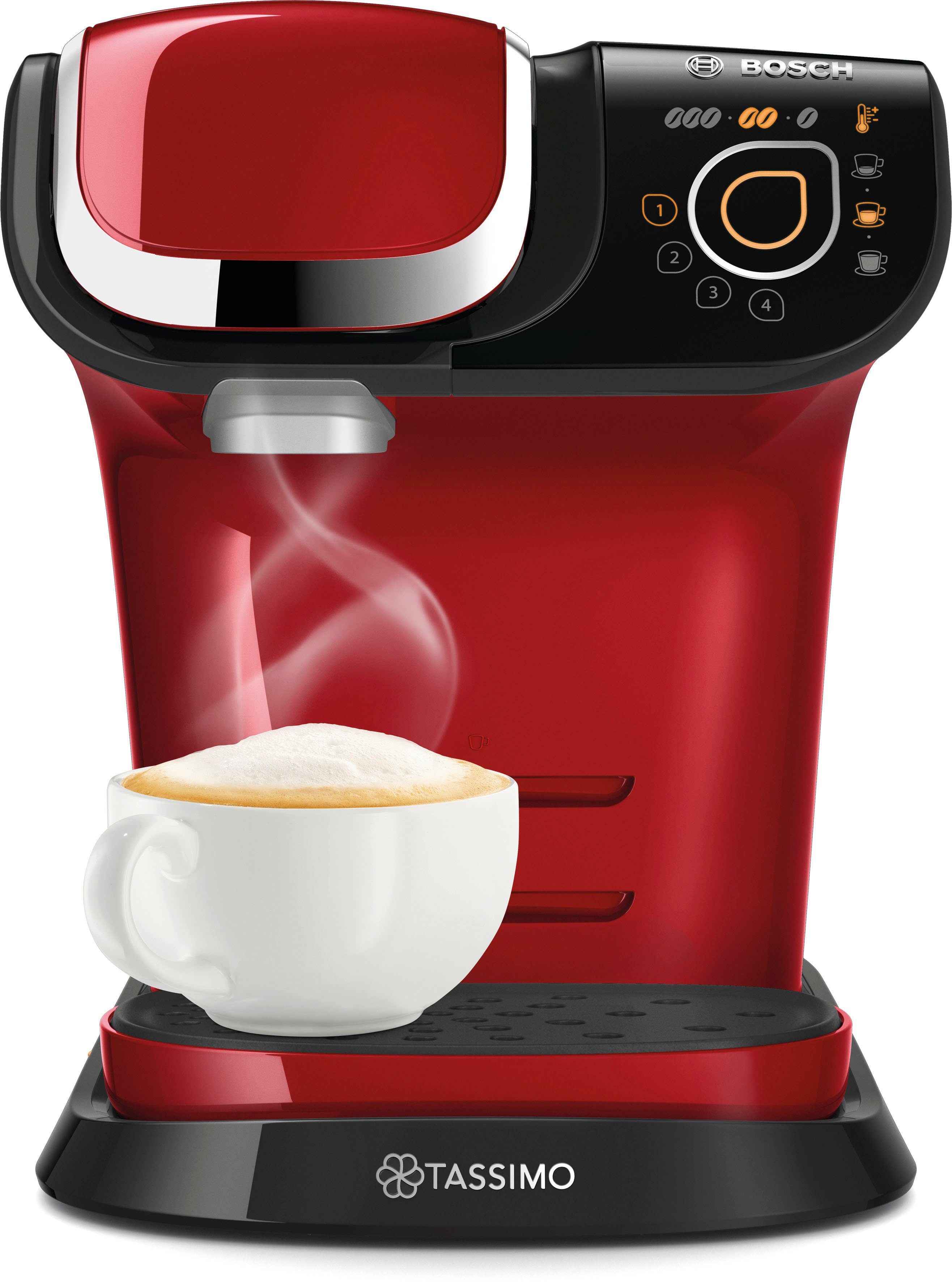 TASSIMO Kapselmaschine My Way 2 TAS6503, Personalisierung, über 70 Getränke, mit Wasserfilter, One-Touch Bedienung, Wassertank 1,3 L, rot