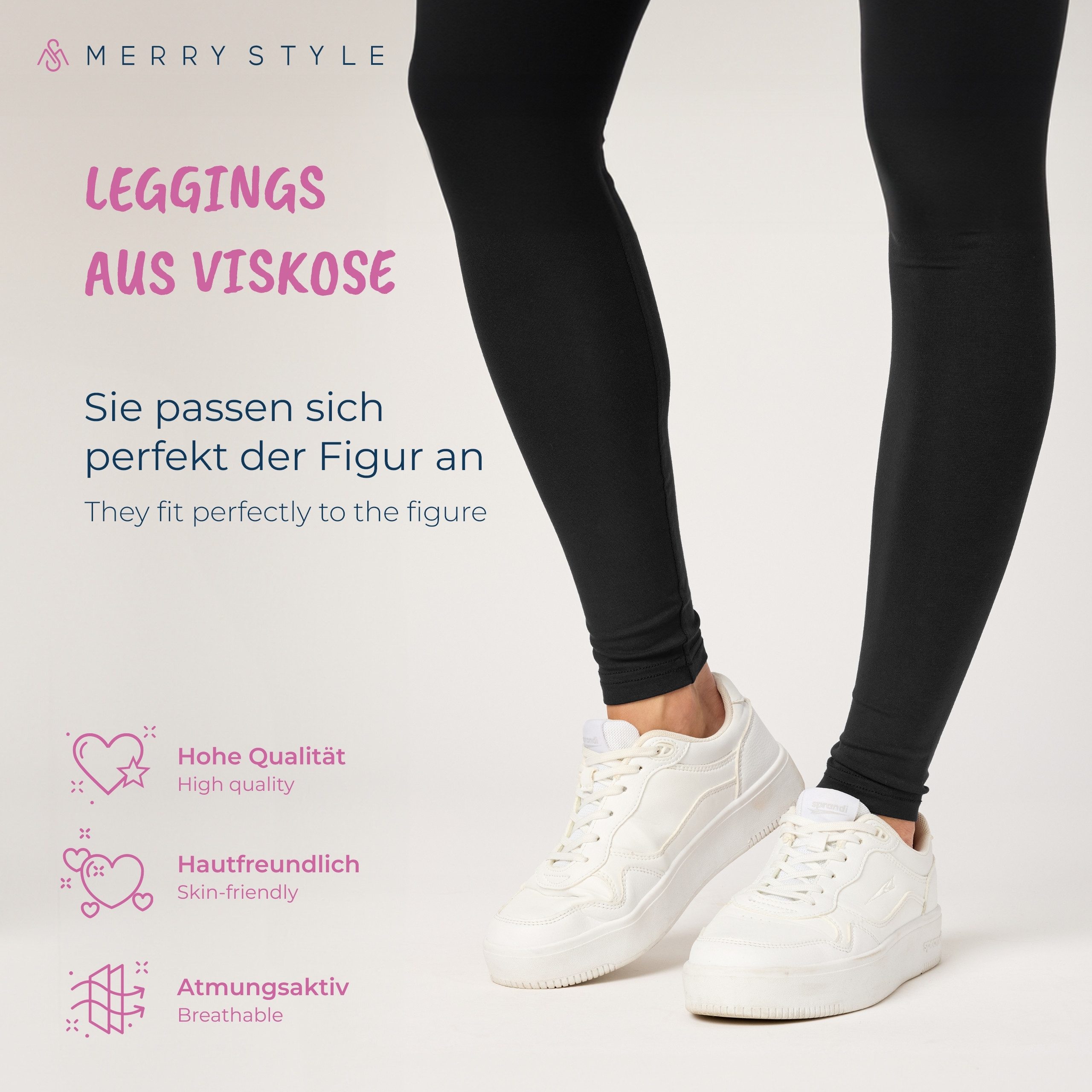 Merry Style Leggings 2er Pack Viskose Damen Lang Hose MS10-143 (2-tlg) – Bild 4 von 5