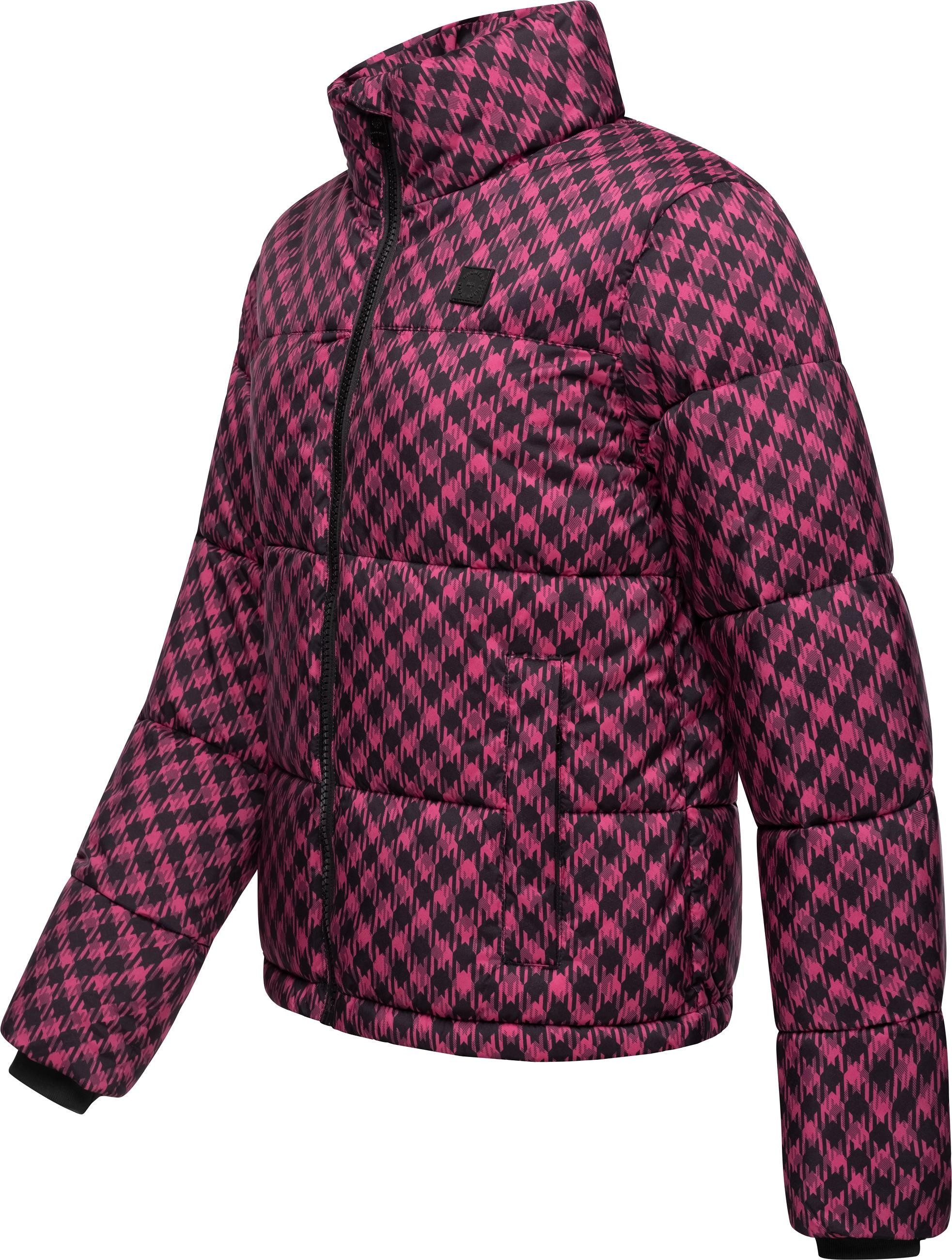 Ragwear Winterjacke Serah Print wasserdichte Winter Steppjacke mit Hahnentritt Muster