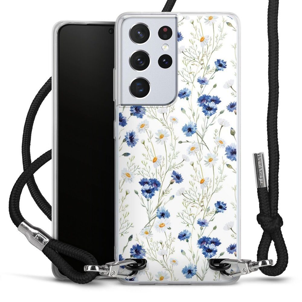 DeinDesign Handyhülle Muster Blume Blumen Flower Pattern 6, Samsung Galaxy S21 Ultra 5G Handykette Hülle mit Band Cover mit Kette