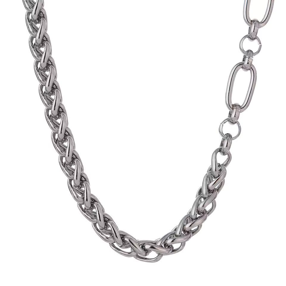 SHELAGO Gliederkette Edelstahl Duo Halskette Damen (1 Halskette, inkl. Schmuckverpackung), moderne Edelstahl Zopf- und Gliederkette, verstellbar mit Karabiner