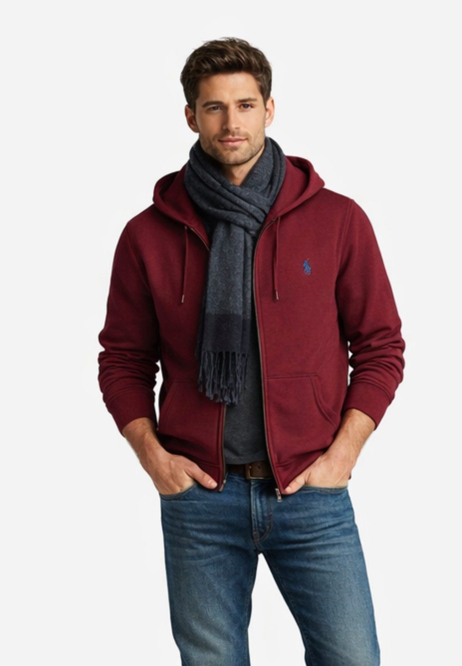 Polo Ralph Lauren Kapuzensweatjacke Sweatjacke Fleece Innenfutter Hooded Sweatshirt Sofort authentifizierbar durch QR-Code über das Ralph Lauren System