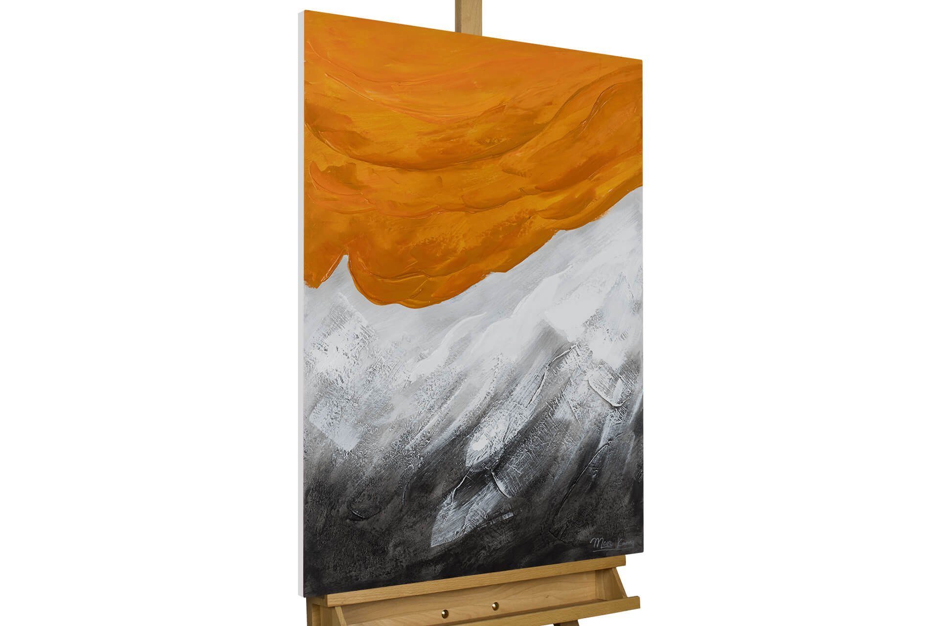 KUNSTLOFT Gemälde Orange Evening 60x90 cm, Leinwandbild 100% HANDGEMALT Wandbild Wohnzimmer