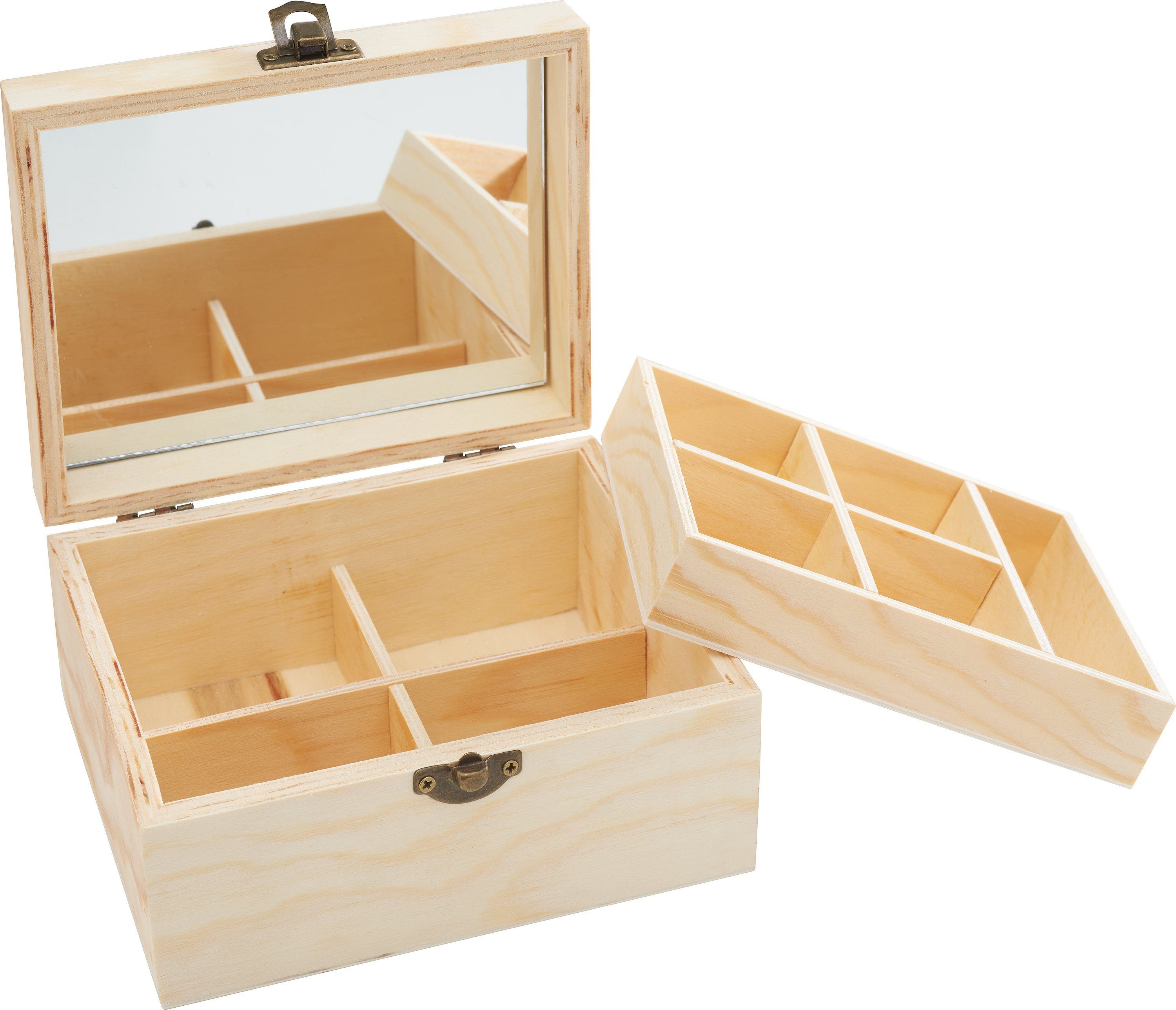 Truhe Mini-Schmuckkästchen Kiefernholz