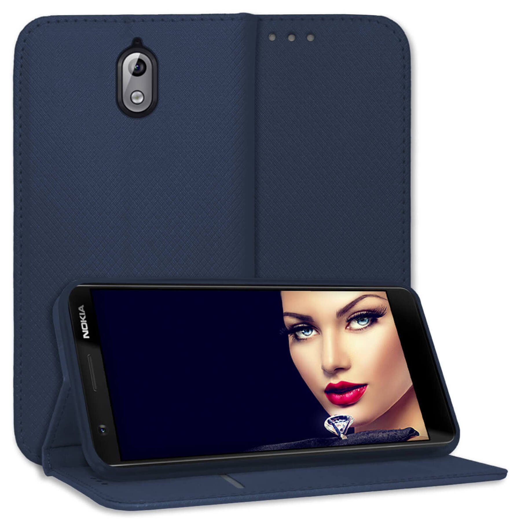 mtb more energy Smartphone-Hülle Smart Magnet für Nokia 3.1, Blau, Bookstyle Klapphülle Cover Wallet Case aus Kunstleder