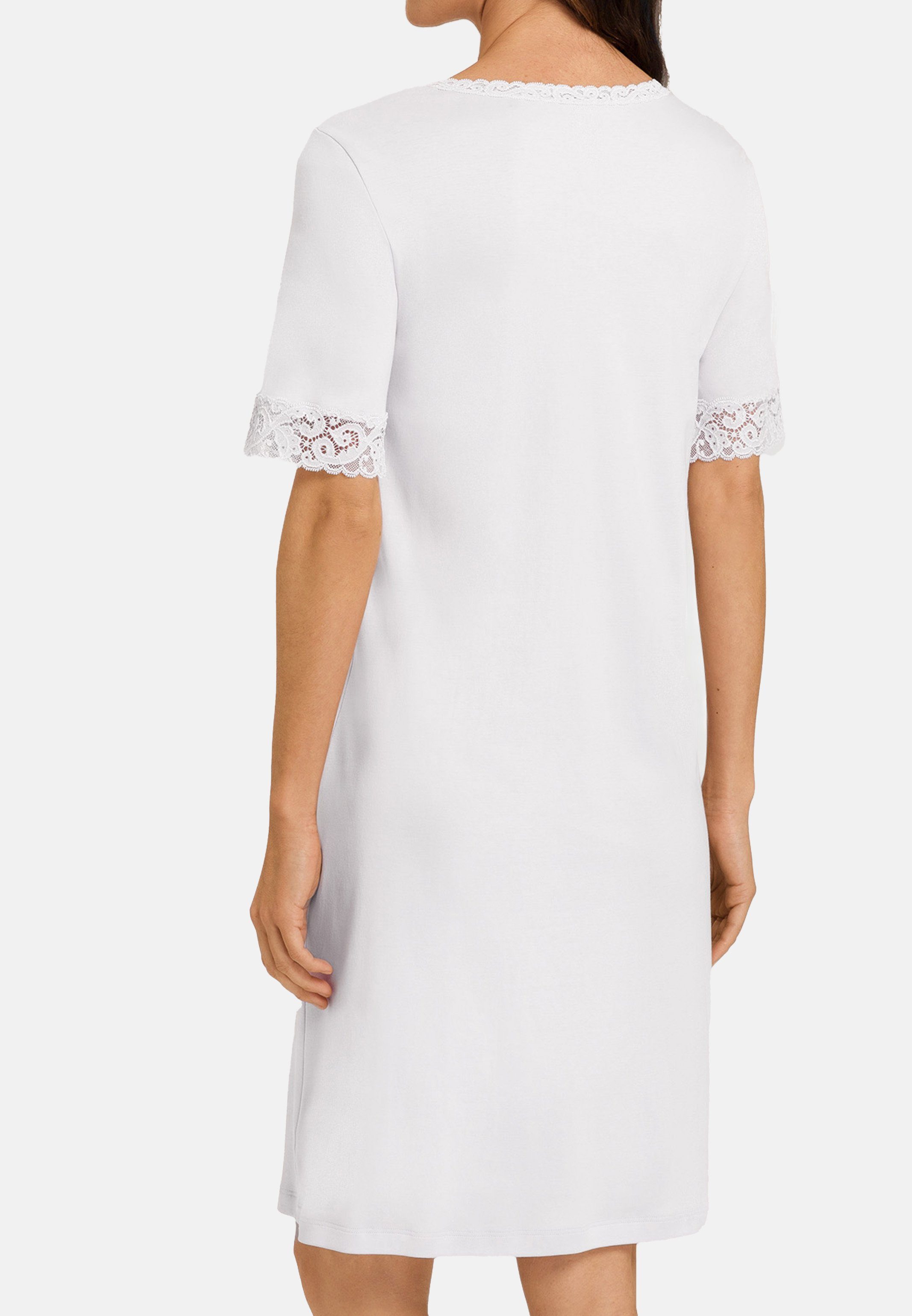 (1-tlg) - lang kurzen Hanro Nachthemd Moments 100 - cm mit White Ärmeln Baumwolle Nachthemd