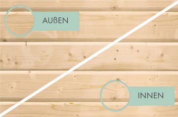 Karibu Gartenhaus "Schiefenberg 7" naturbelassen, BxT: 302x306 cm, aus hochwertiger nordischer Fichte mit wasserabweisender Profilierung