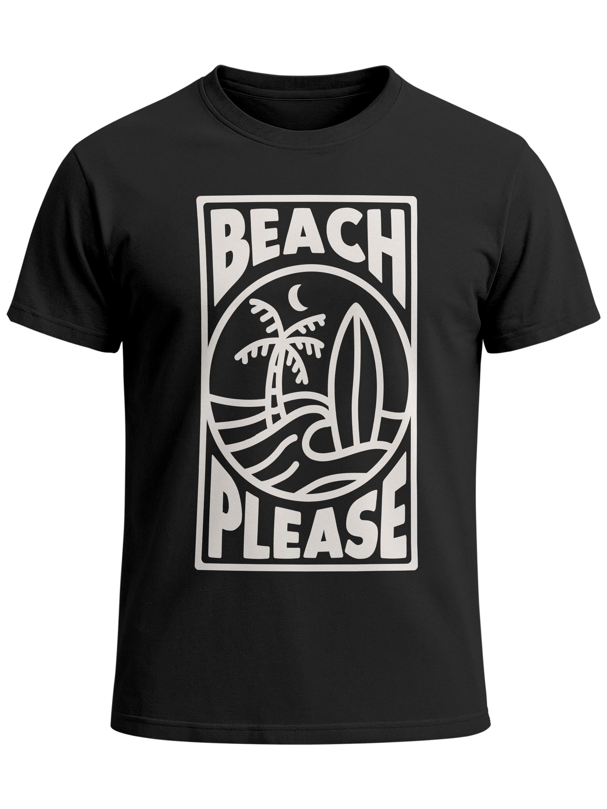 Neverless Print-Shirt Herren T-Shirt Beach Please Surfing Surfboard Wave Welle Sommer Print mit Print