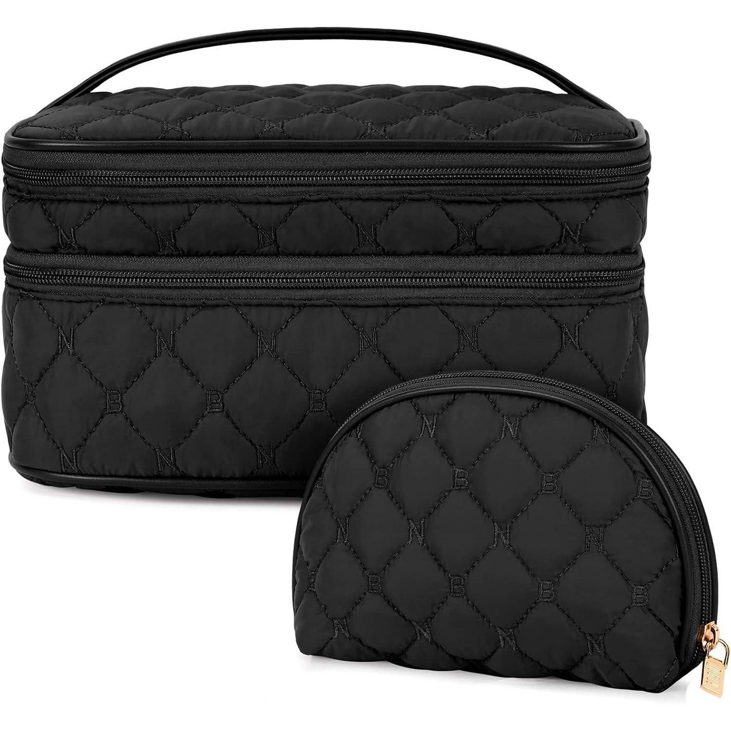 Kosmetiktasche Kosmetiktasche Damen Doppelschicht Schwarz wasserdicht groß Makeup