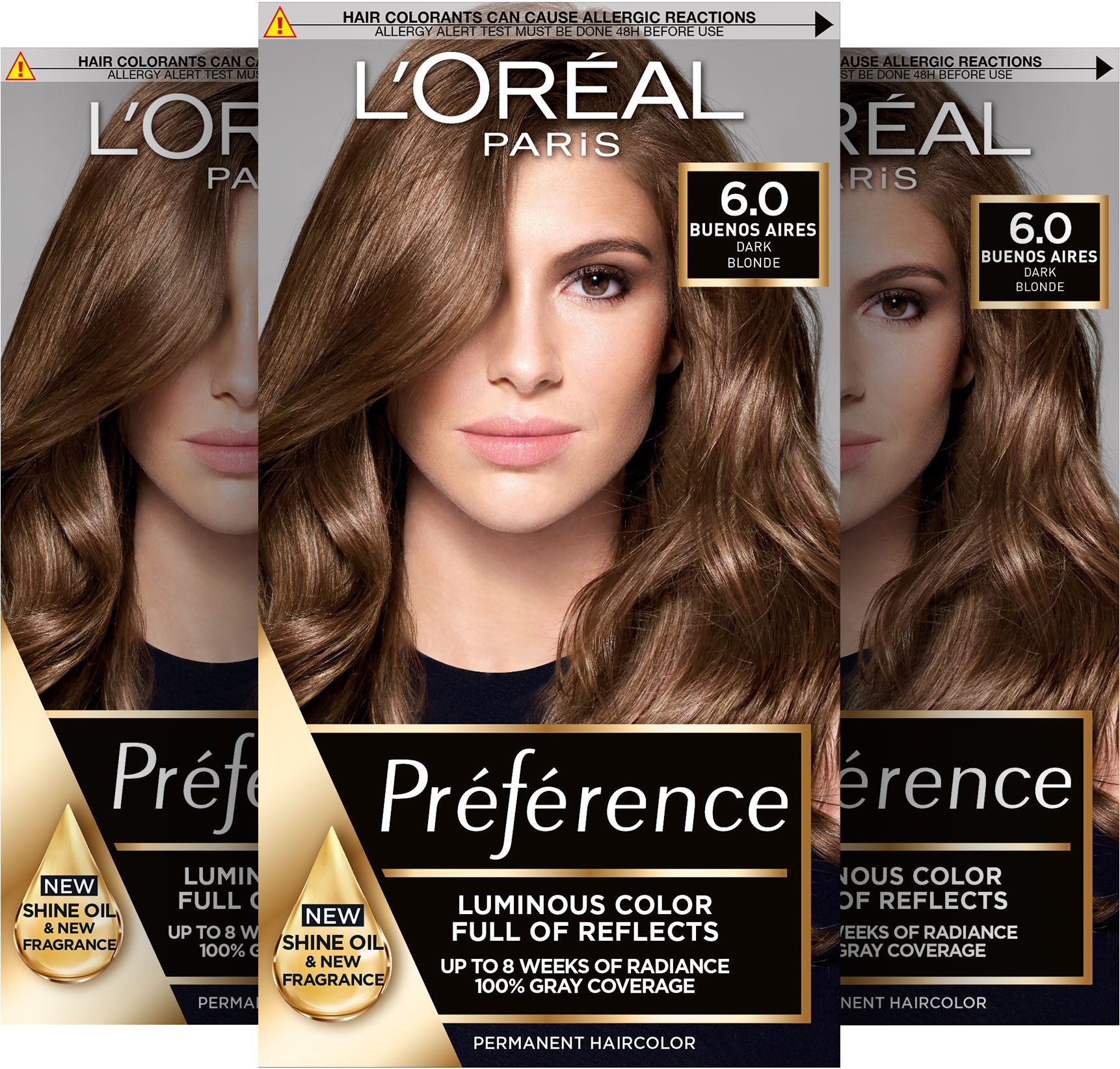 L'ORÉAL PARIS Coloration Préférence, Packung, 3-tlg., mit pflegender Formel