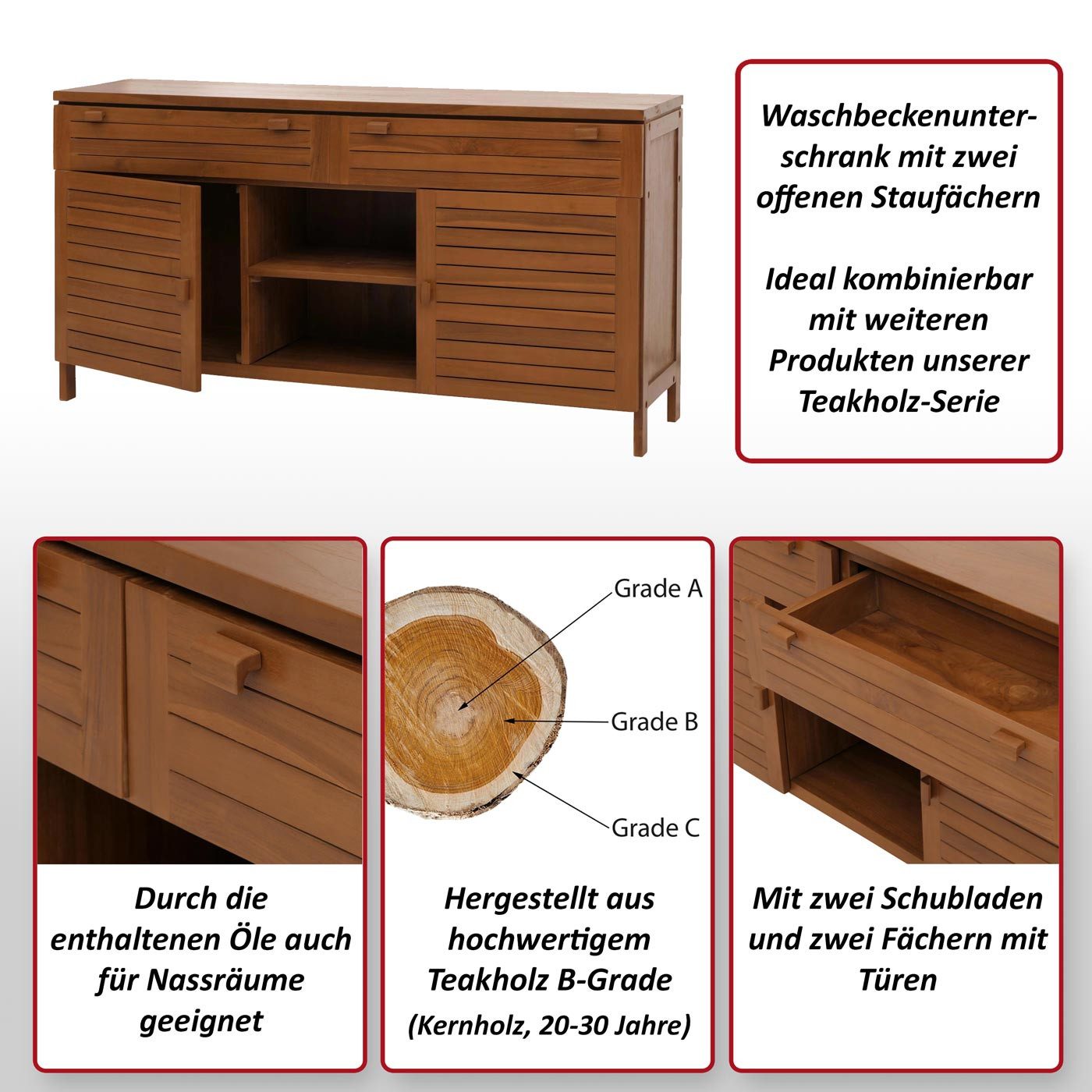 MCW Waschbeckenunterschrank MCW-M87-W Mit zwei offenen Staufächern