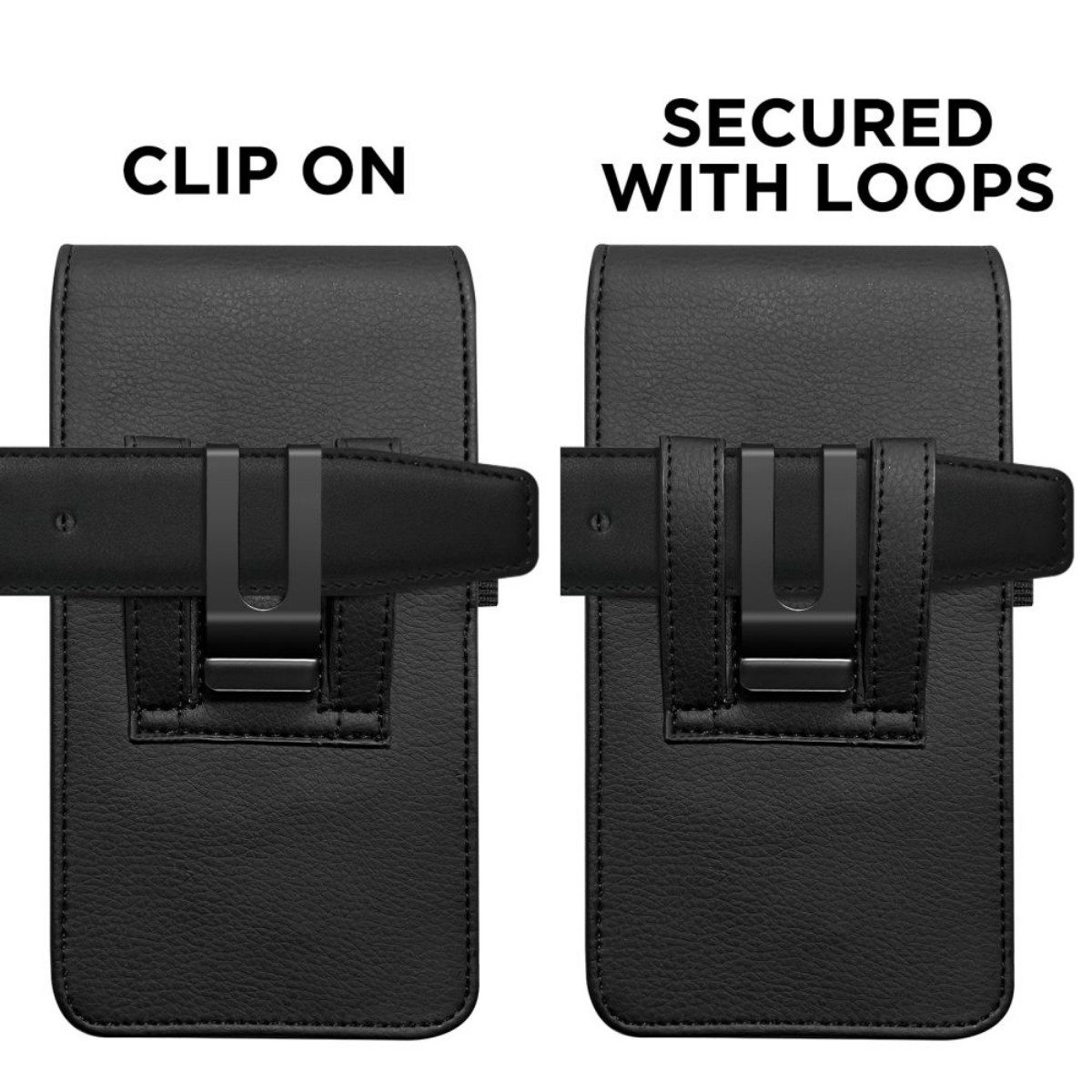 TECH PROTECT Handyhülle SM75 Tasche für 5,8–6,8 Smartphones – Schwarz 5,8–6,8 Zoll, Universelle Gürteltasche aus Öko-Leder mit Magnetverschluss