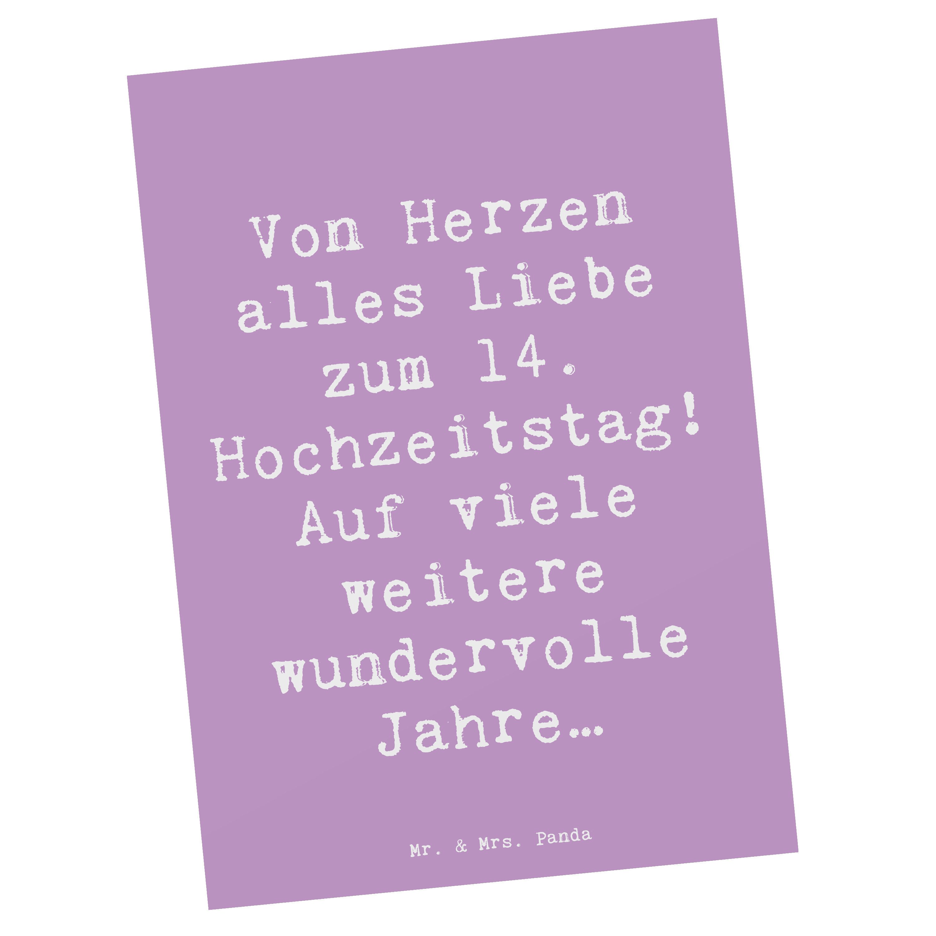Postkarte 14. Hochzeitstag Elfenbeinhochzeit - Lavendeltraum - Geschenk, Band d