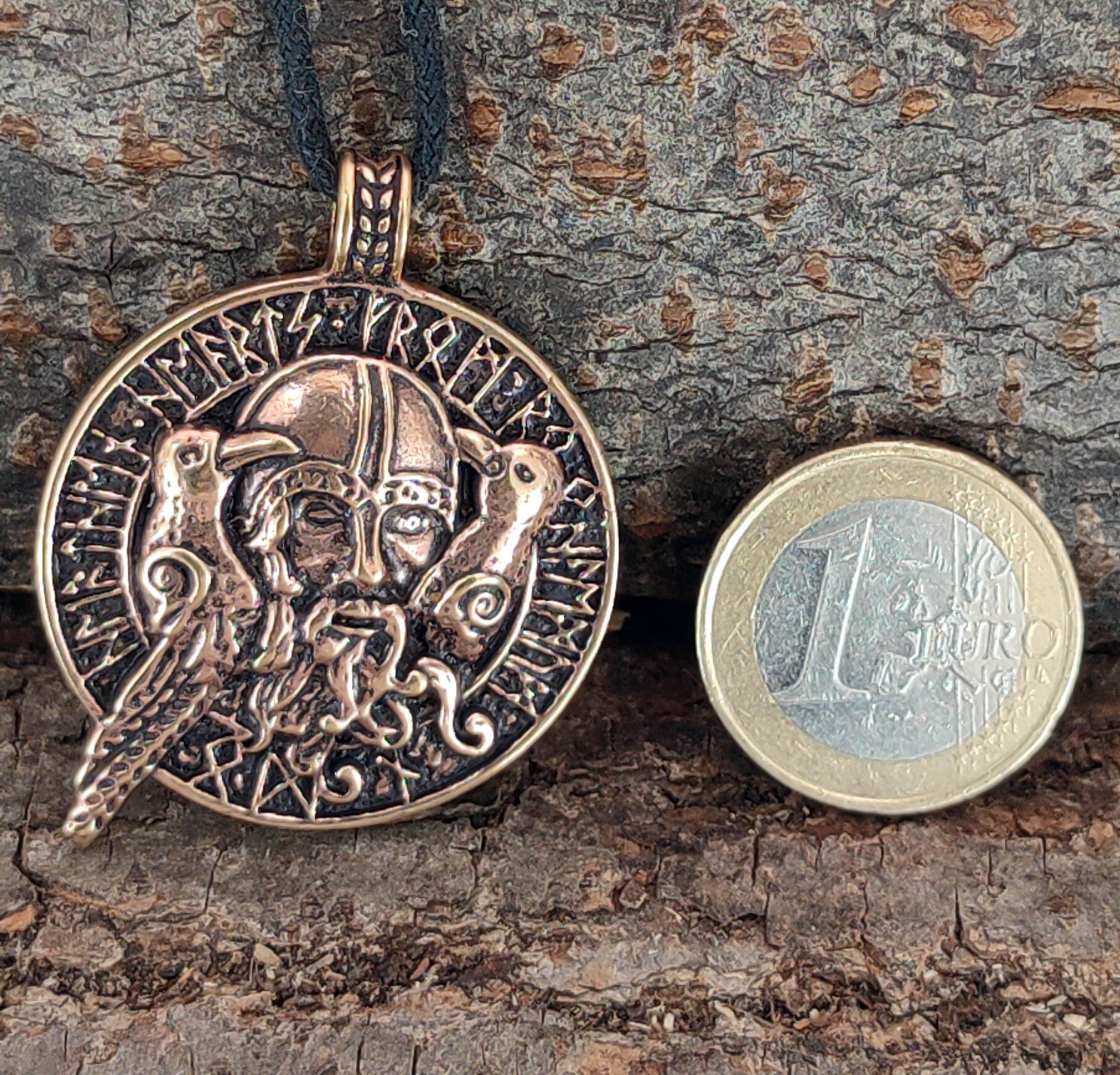 Kiss of Leather Kettenanhänger Vogel Anhänger Amulett Odin Hugin Munin Rabe Wikinger Bronze