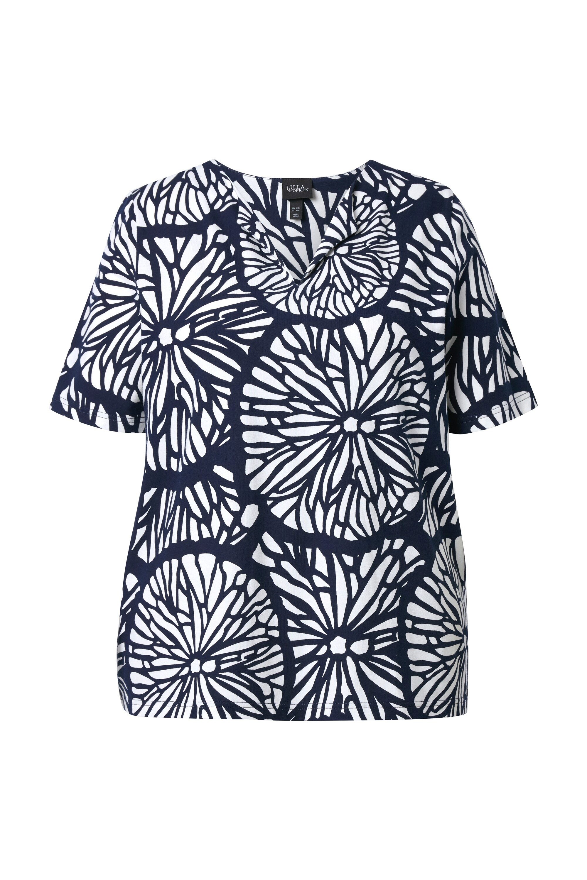 Ulla Popken T-Shirt T-Shirt Limetten V-Ausschnitt Revers Halbarm günstig online kaufen