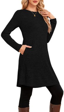 Opspring Etuikleid Pullover-Kleider für Damen, Winter, langärmelig, Kausale Knöpfe