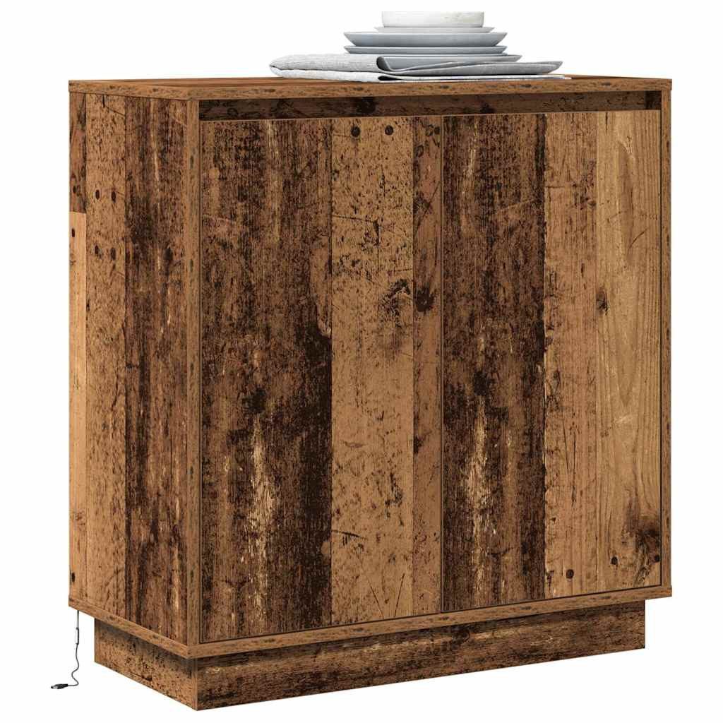 vidaXL Badezimmerspiegelschrank LED-Sideboard Altholz 71 x 34,5 x 75 cm Holzwerkstoff (1-St)