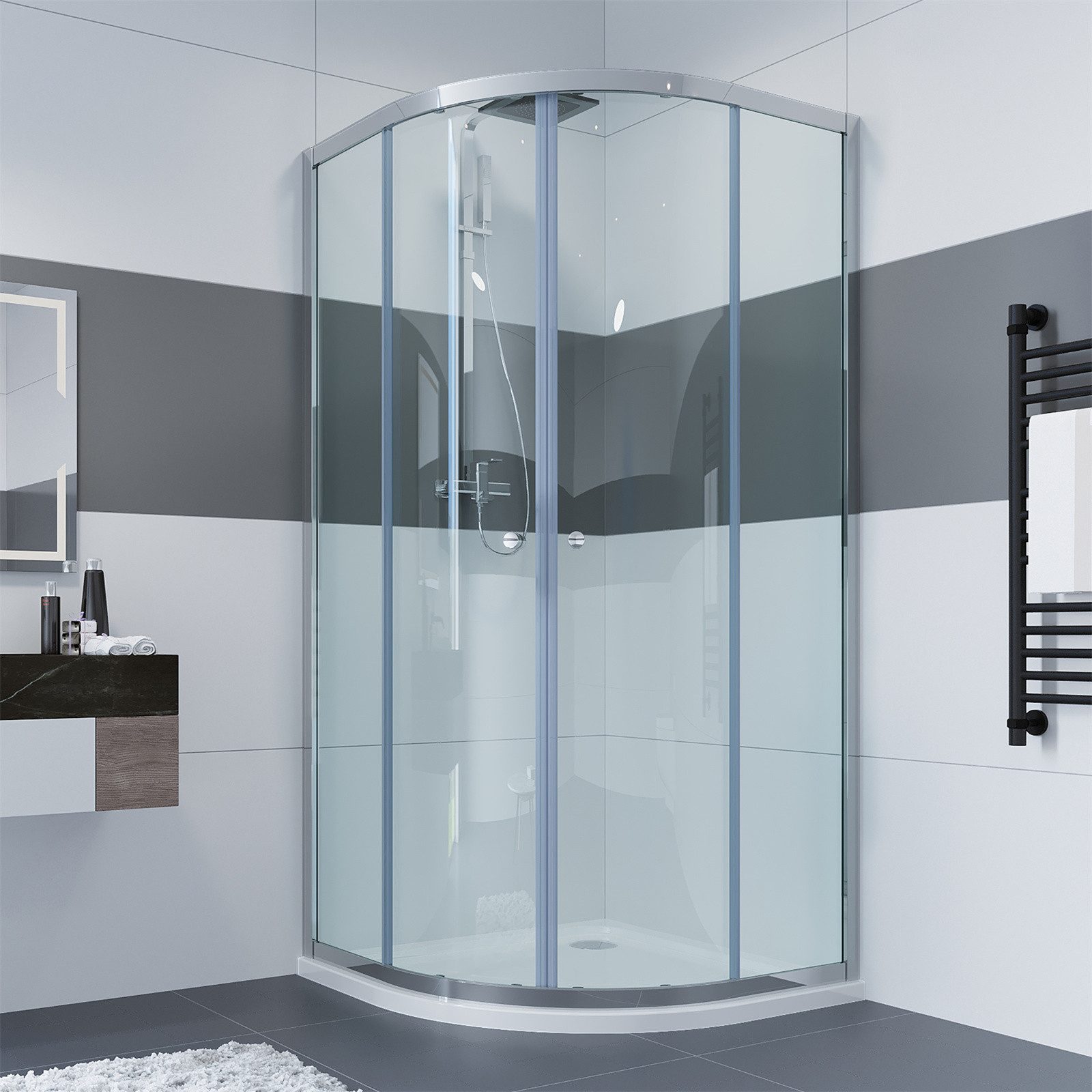 IMPTS Runddusche Duschkabine Viertelkreis Rund Dusche, BxT: 80x80 cm, Siche günstig online kaufen