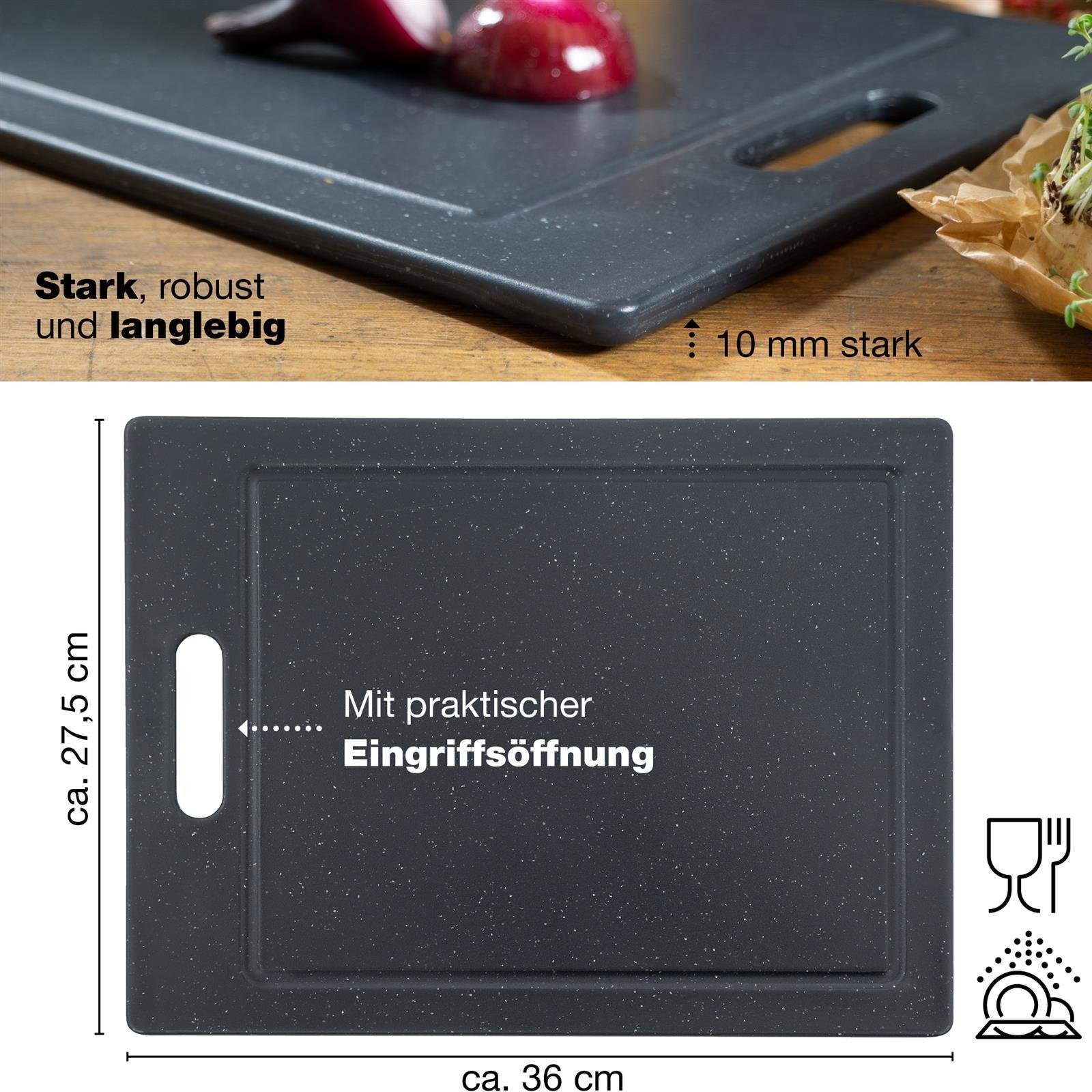 Moritz & Moritz Schneidebrett Moritz & Moritz Kunststoffbrett Granitoptik Schwarz groß, Kunsstoff, (Granitoptik, 1-St), Schneidebrett Granitoptik mit Eingriffsöffnung und Saftrille