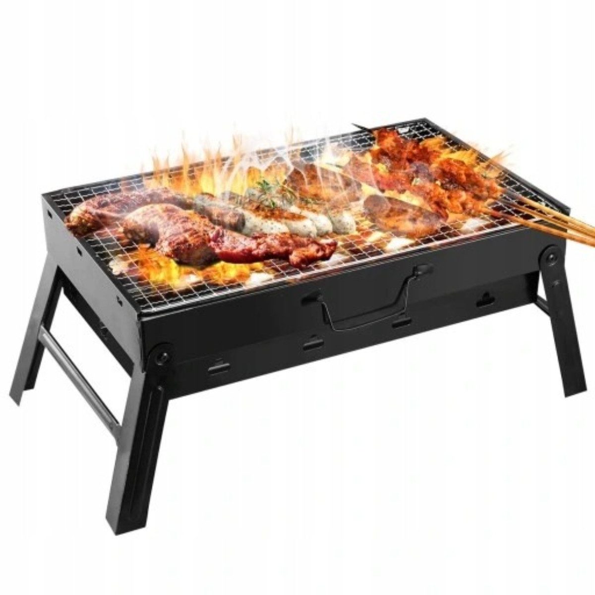 R2 Invest Holzkohlegrill Klappgrill Koffer Holzkohlegrill 36x29x7 cm tragbar