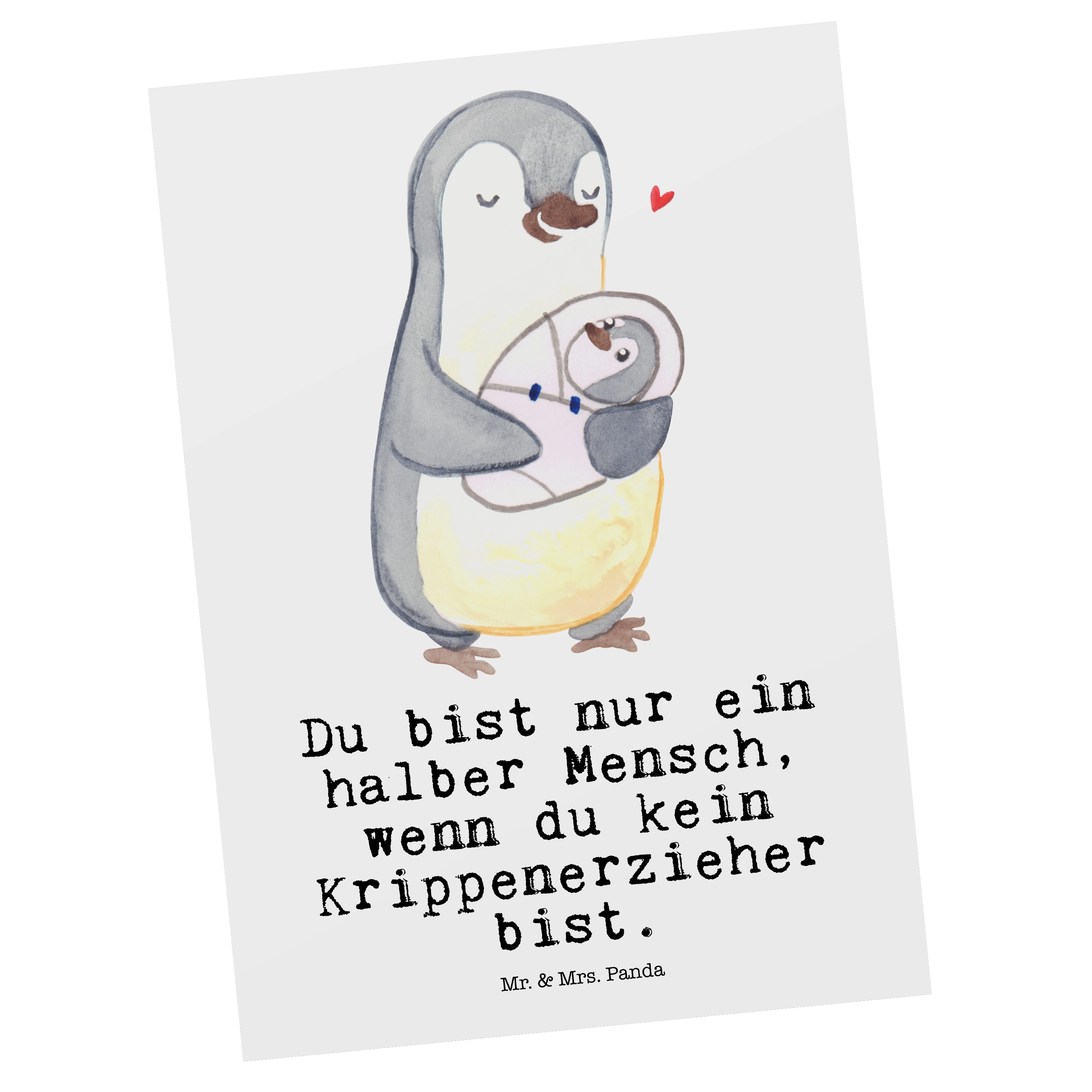 - Postkarte Mr. Weiß Panda Krippenerzieher Herz & Ansichts Einladungskarte, Geschenk, - mit Mrs.