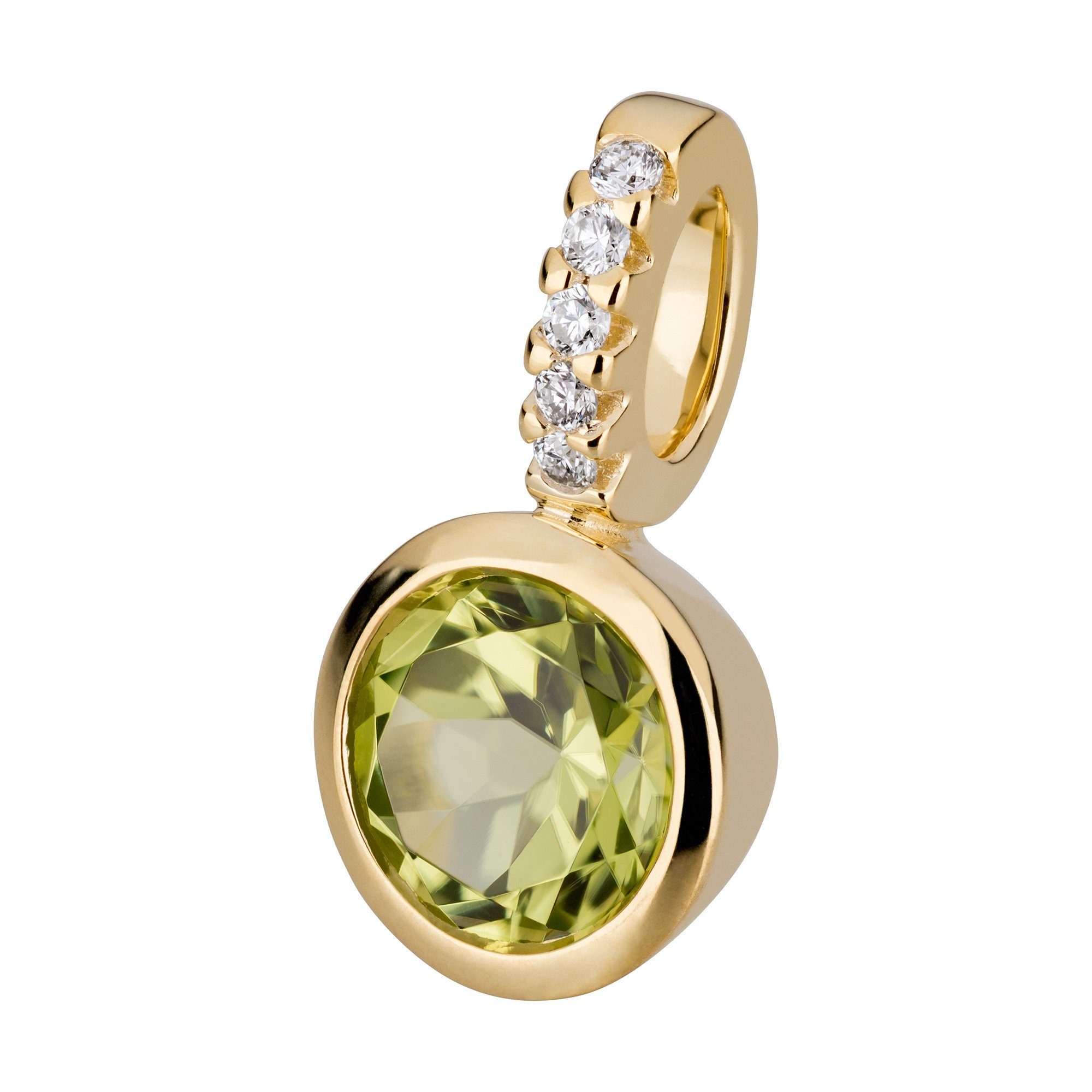 585/- Gelbgold Orolino Kettenanhänger Brillant/Peridot