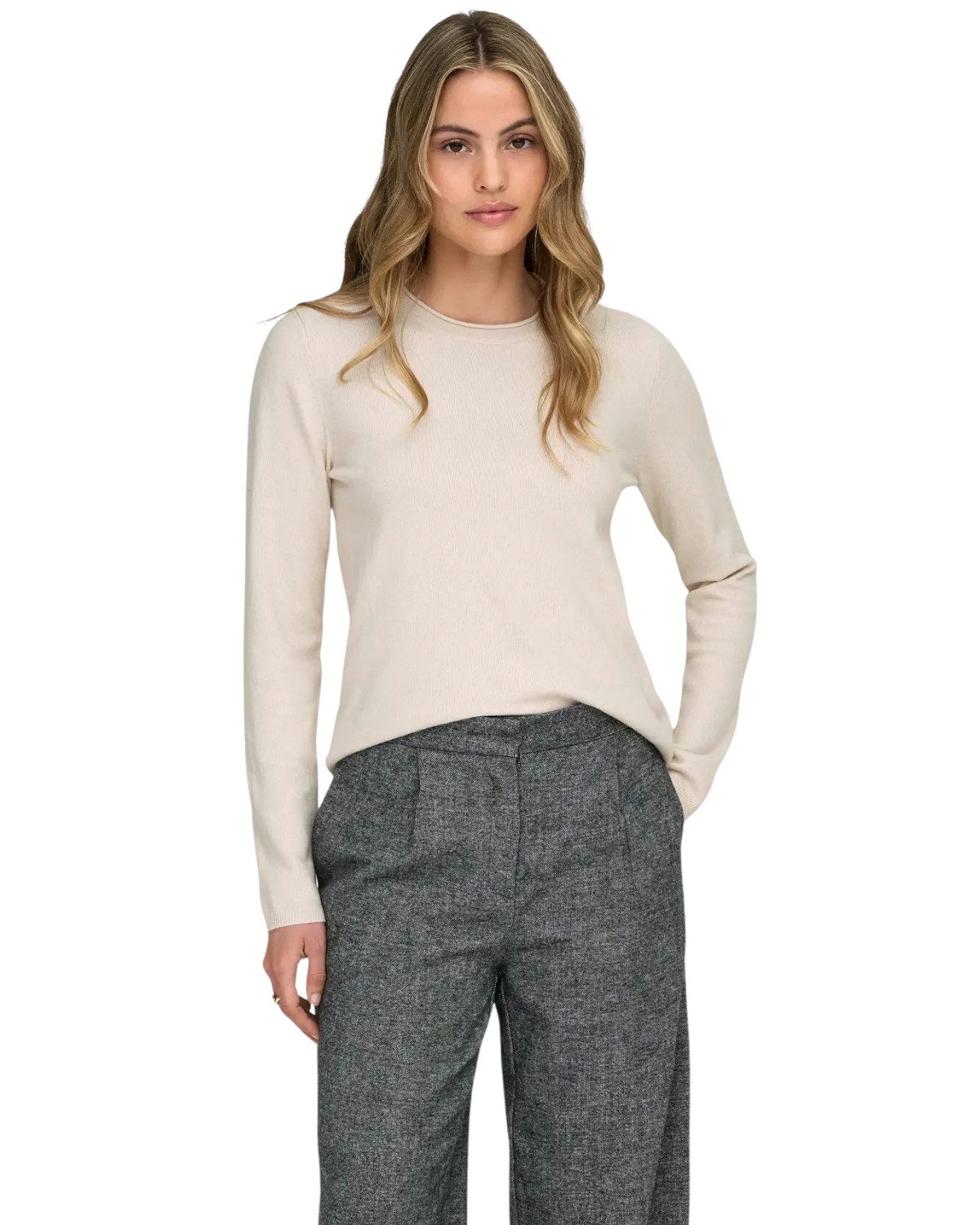 ONLY Rundhalspullover Zeitloses Design in weicher Flat-Knit-Qualität für Alltag und Büro