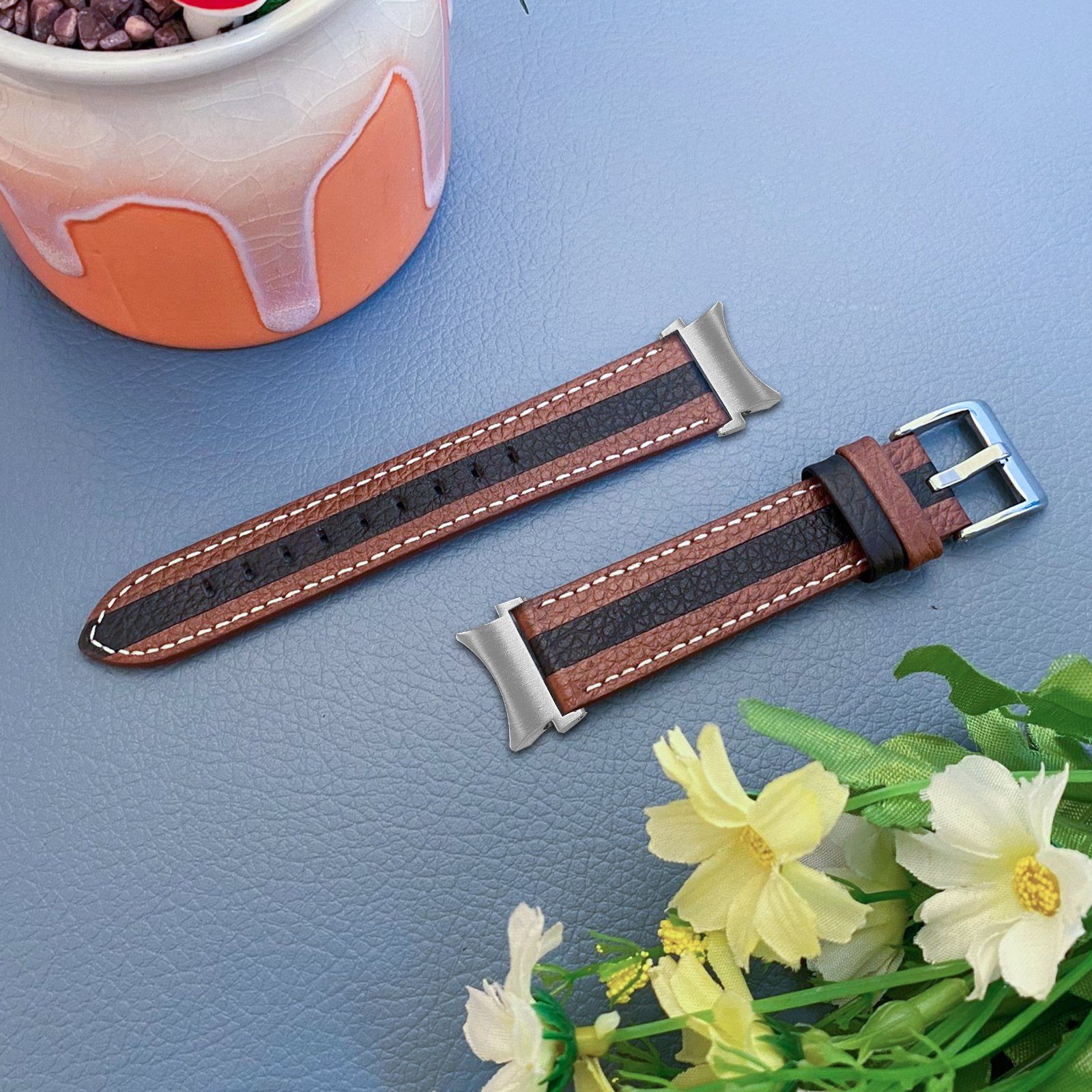 für Samsung schwarz 4 und Armband Kompatible Armband Smartwatch-Armband 20mm 20mm Braun Watch Galaxy ELEKIN Classic