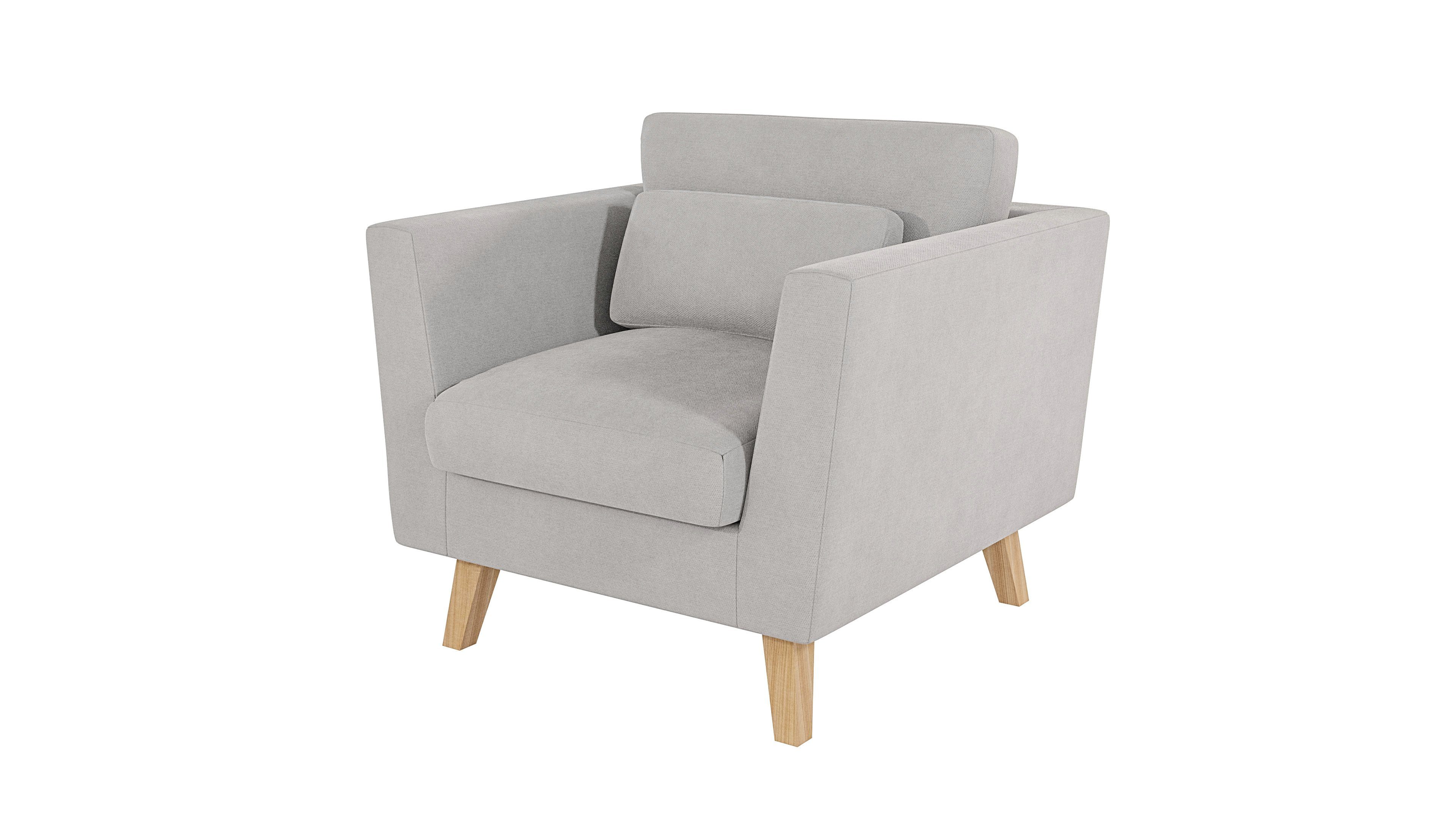 Angeles Silber Sessel Wellenfederung S-Style mit Design, im Möbel skandinavischen