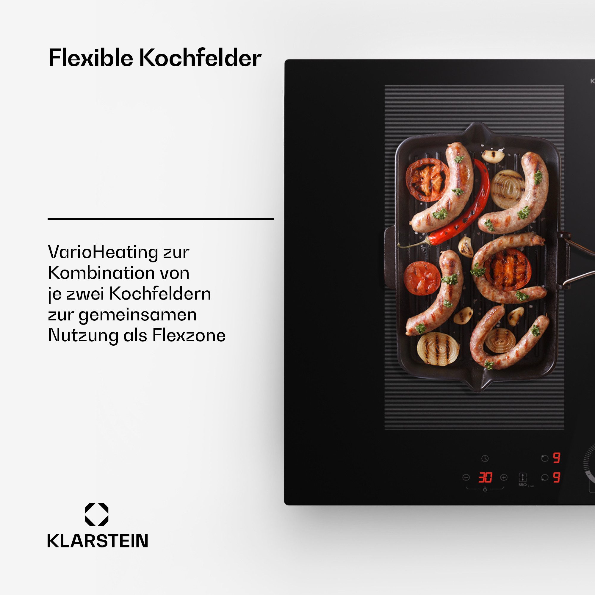 Klarstein Induktions-Kochfeld Delicatessa 70 Flex 10045602, Kochfelder Induktion Hob Flex 4 Zonen 7000 W – Bild 4 von 5