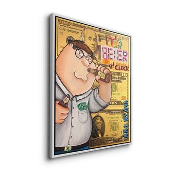 DOTCOMCANVAS® Leinwandbild Beer o'clock, Leinwandbild Beer o'clock Peter Griffin Family Guy Comic Dollar Bill