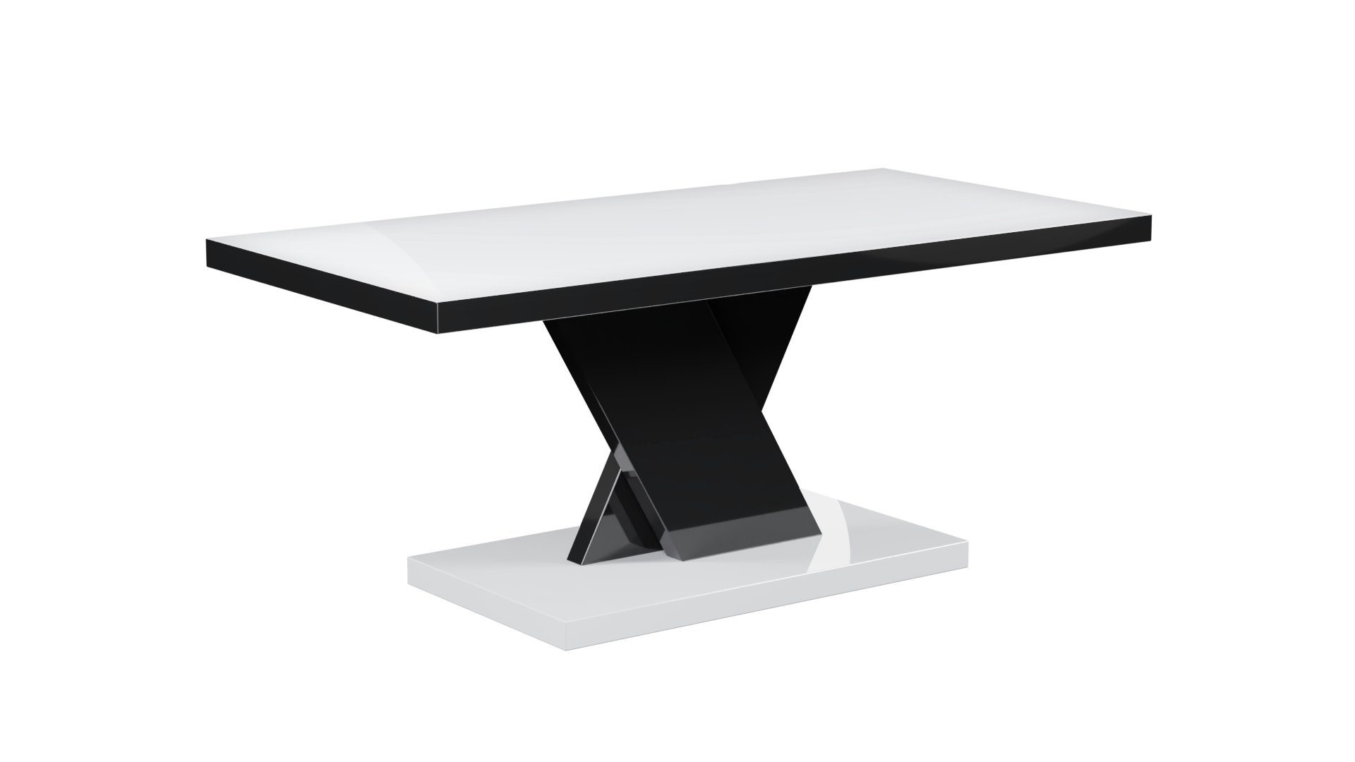 designimpex Weiß Couchtisch 90x60x50cm Hochglanz Hochglanz Schwarz Design Tisch / Couchtisch MA-111 Hochglanz