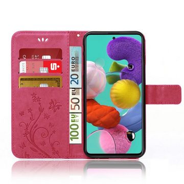 Numerva Handyhülle Bookstyle Flower Handytasche Schutzhülle für Samsung Galaxy A51, Klapphülle Flip Cover mit Blumenmuster