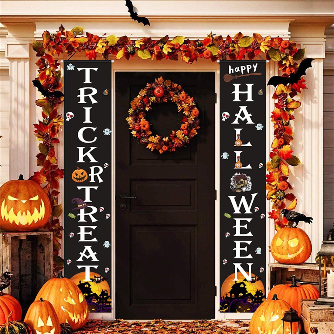 DÖRÖY Dekoobjekt Halloween Party Hängende Türvorhänge, Feiertag Party Dekoration Banner