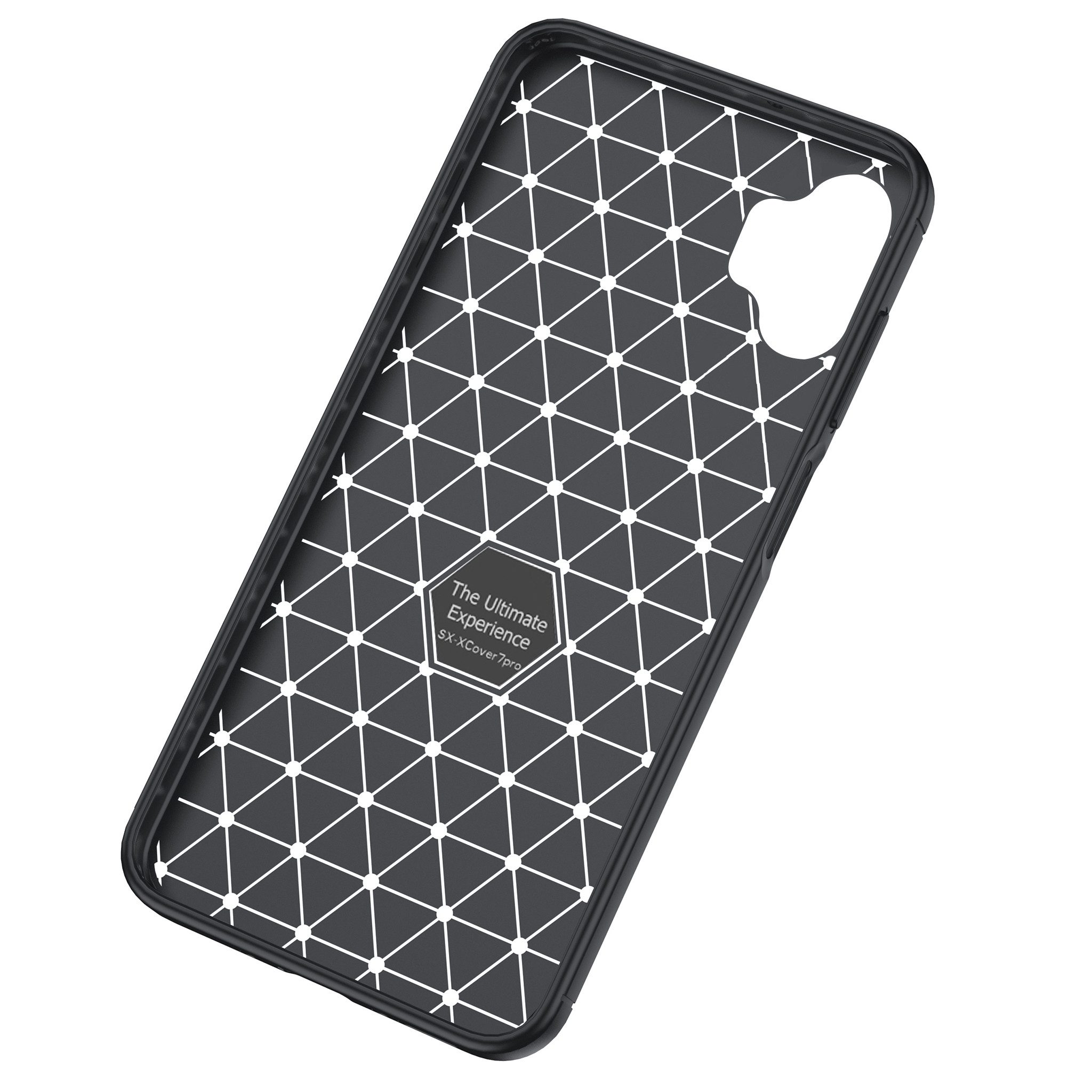 Tec-Expert Handyhülle Hülle in Carbon Optik für Samsung Galaxy Xcover7 Pro 6.6 Zoll, 6.6", Karbonlook Case Cover mit detaillierten Ausschnitten
