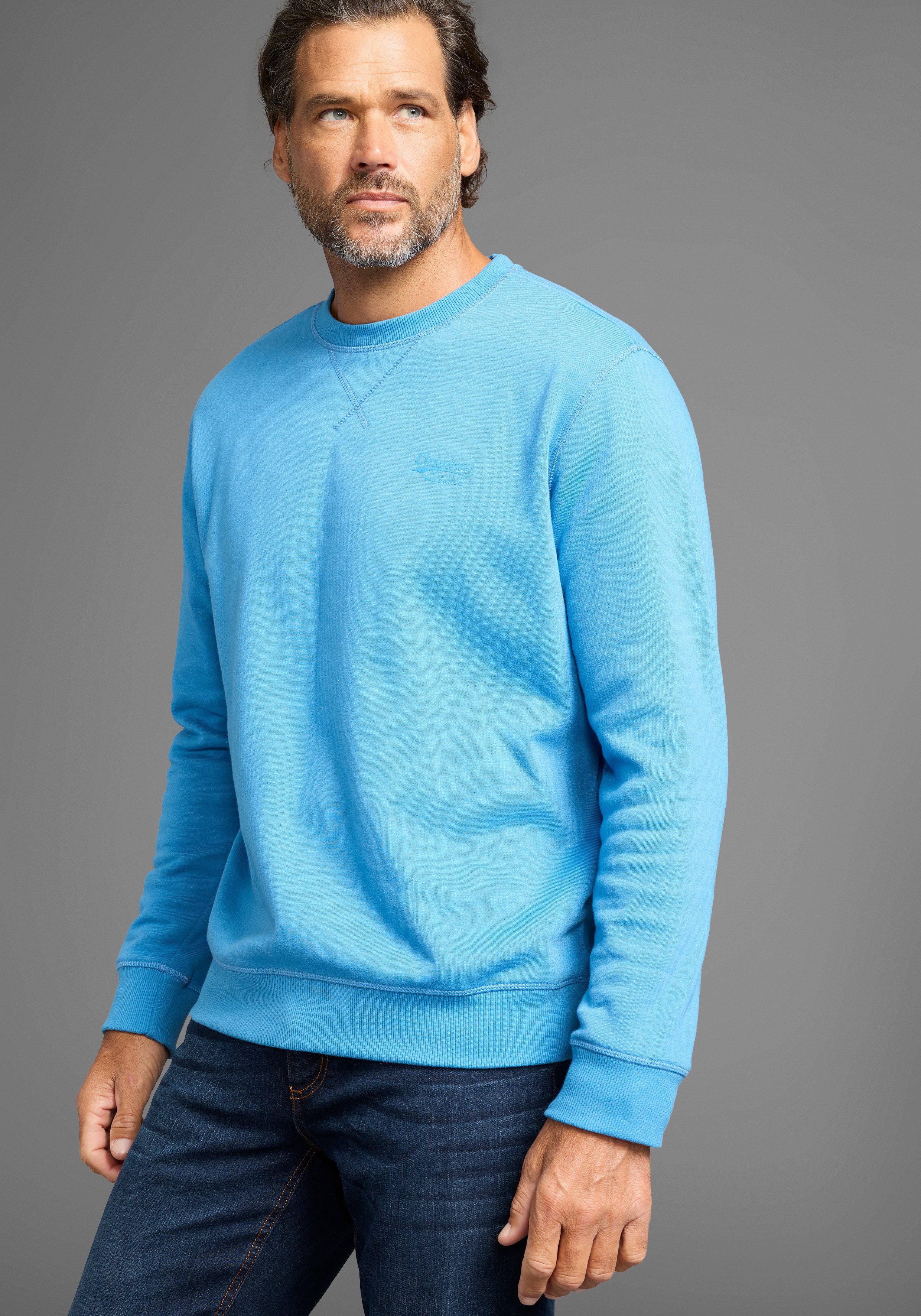 Man's World Sweatshirt Langarm, Basic-Stil, unifarben, günstig online kaufen