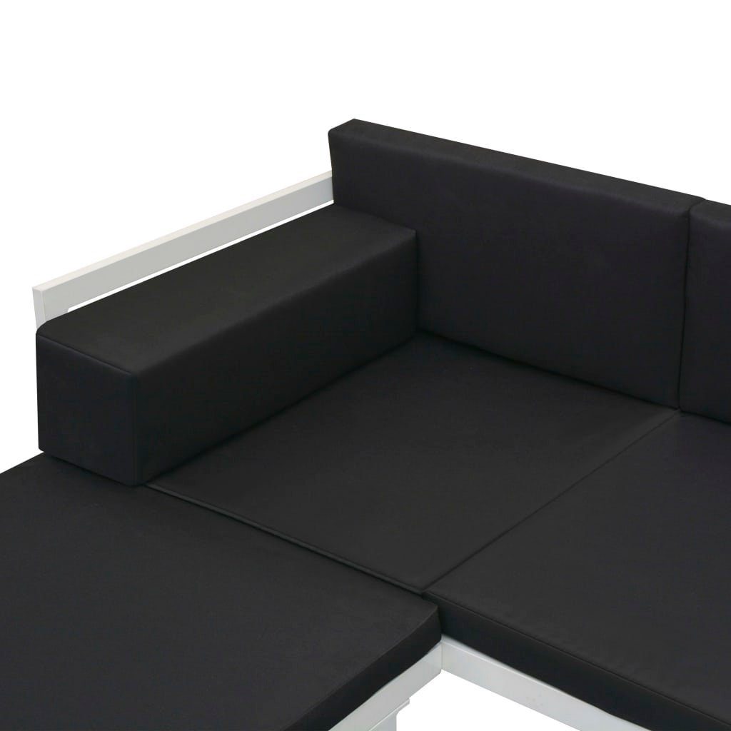 vidaXL Gartenlounge-Set 4-tlg. Garten-Lounge-Set Auflagen (4-tlg) mit Schwarz, Aluminium