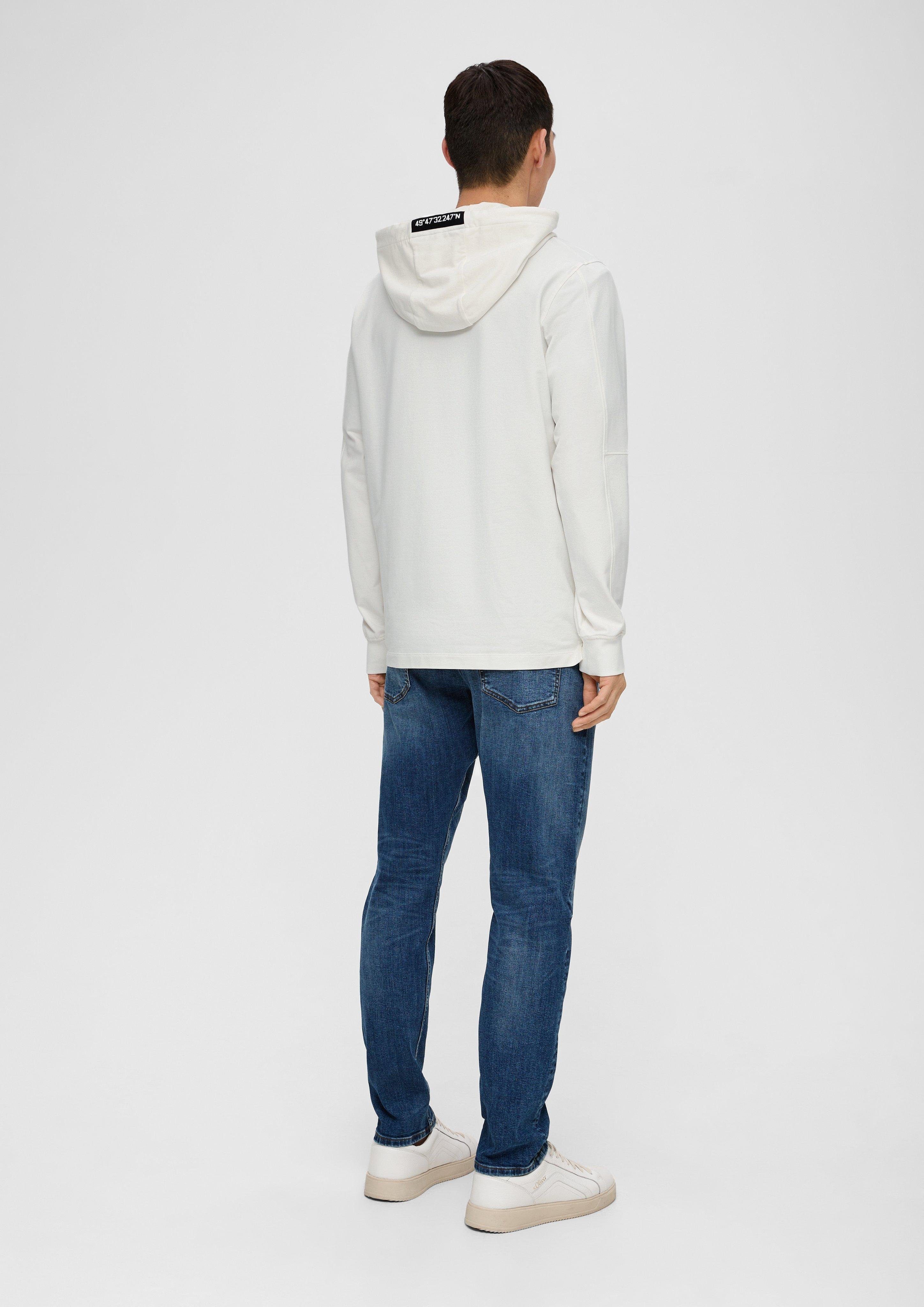 Baumwollstretch Sweatshirt WHITE Reißverschluss s.Oliver Hoodie aus