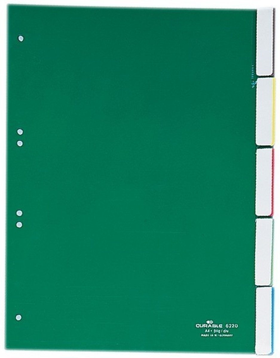 DURABLE Aktenordner Register A4 blanko 5-teilig grün