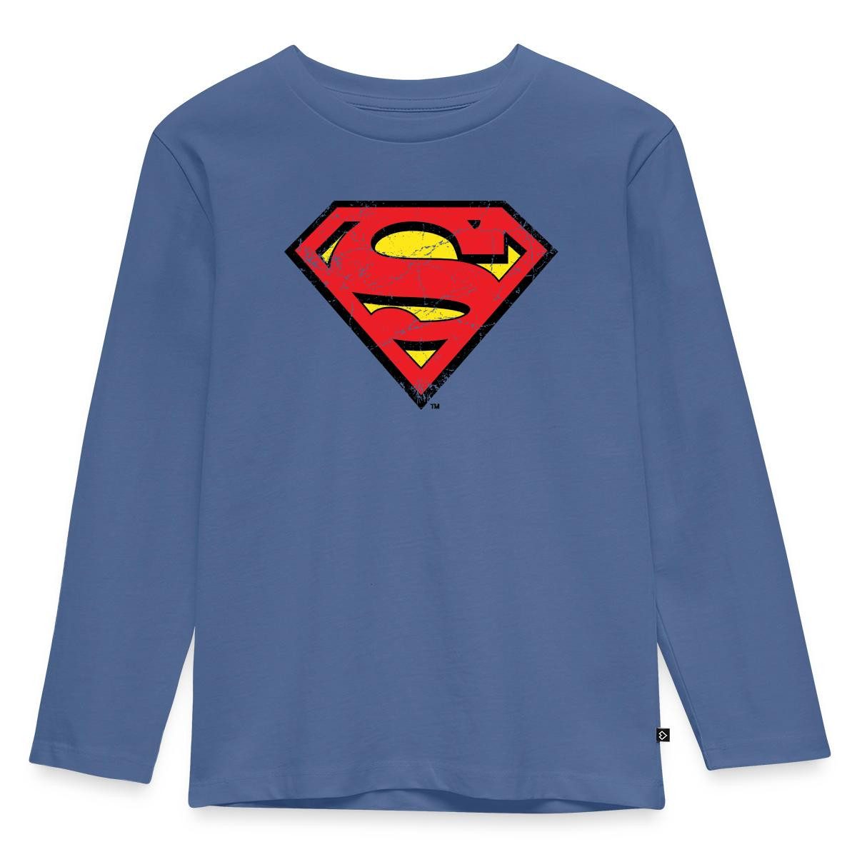 T-Shirt DC Comics Superman Logo Used Look Karneval Kinder Premium Langarmshirt