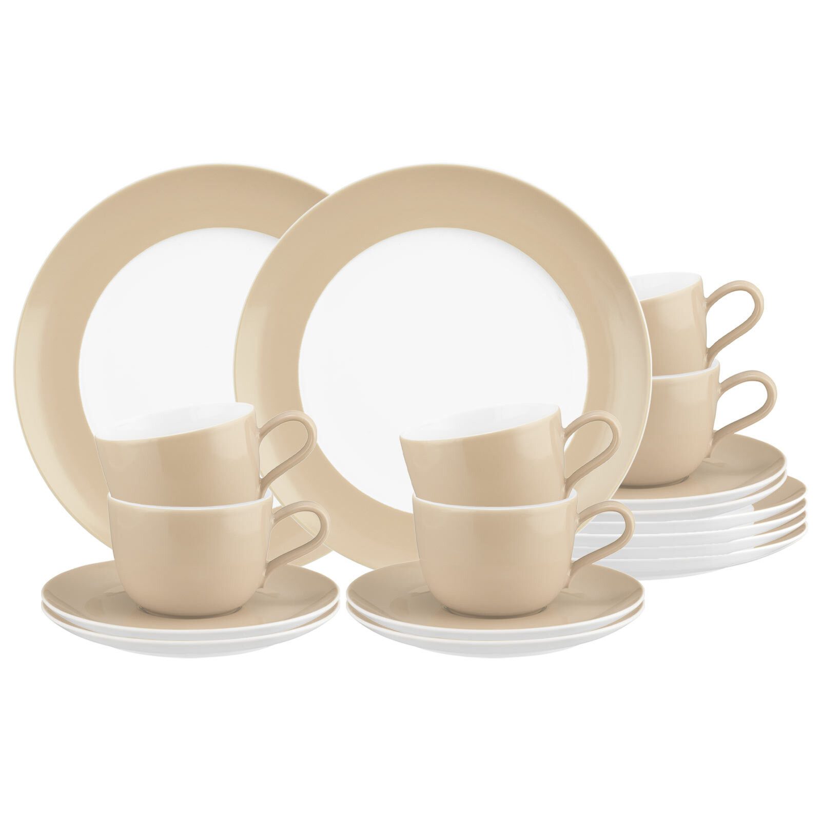 Seltmann Weiden Kaffeeservice Liberty Pure Colors Kaffeeservice 18er Set (18-tlg), 6 Personen, Porzellan