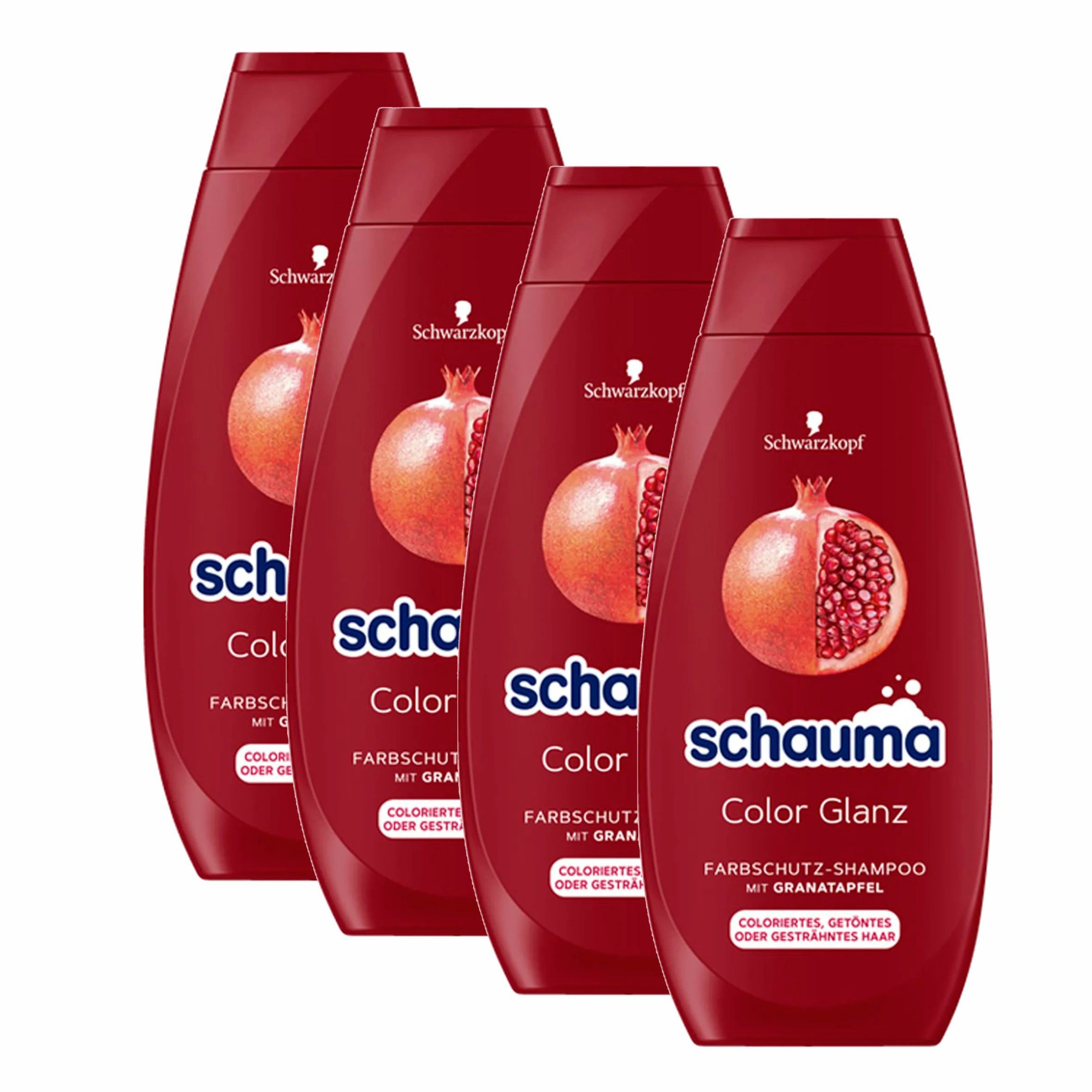 Schauma Haarshampoo 4x Schauma Schwarzkopf Color Glanz Shampoo 400 ml, 4-tlg., Ideal für coloriertes, gesträhntes oder getöntes Haar