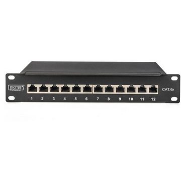 Digitus CAT 6A Patch Panel, 10″, 12-Port, geschirmt, 1HE, Netzwerk-Patch-Panel