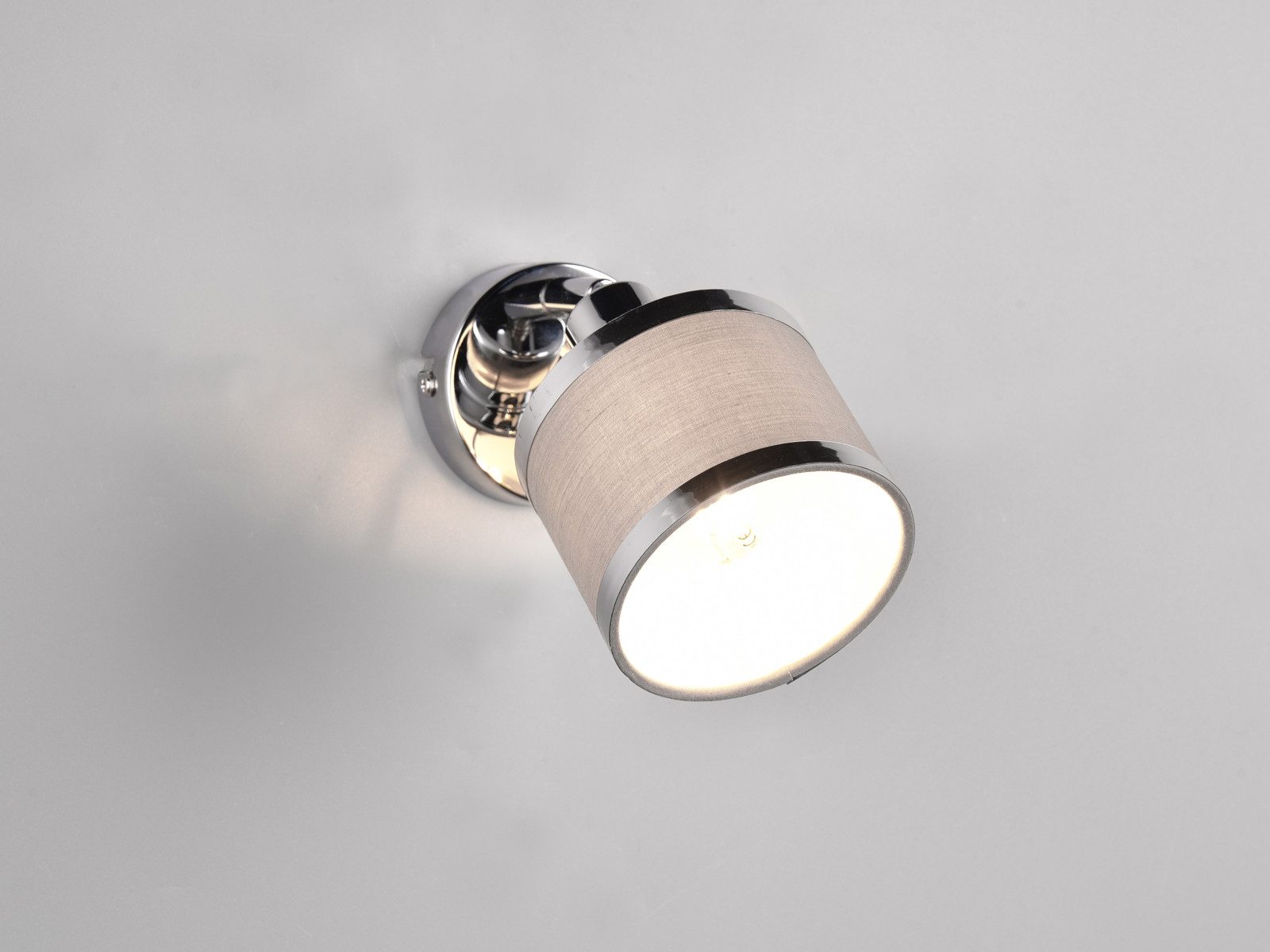TRIO Leuchten LED Wandstrahler, Dimmfunktion, LED wechselbar, warmweiß, innen, Wandlampe mit Stoff Lampenschirm Grau, Treppenhaus Jugendzimmer