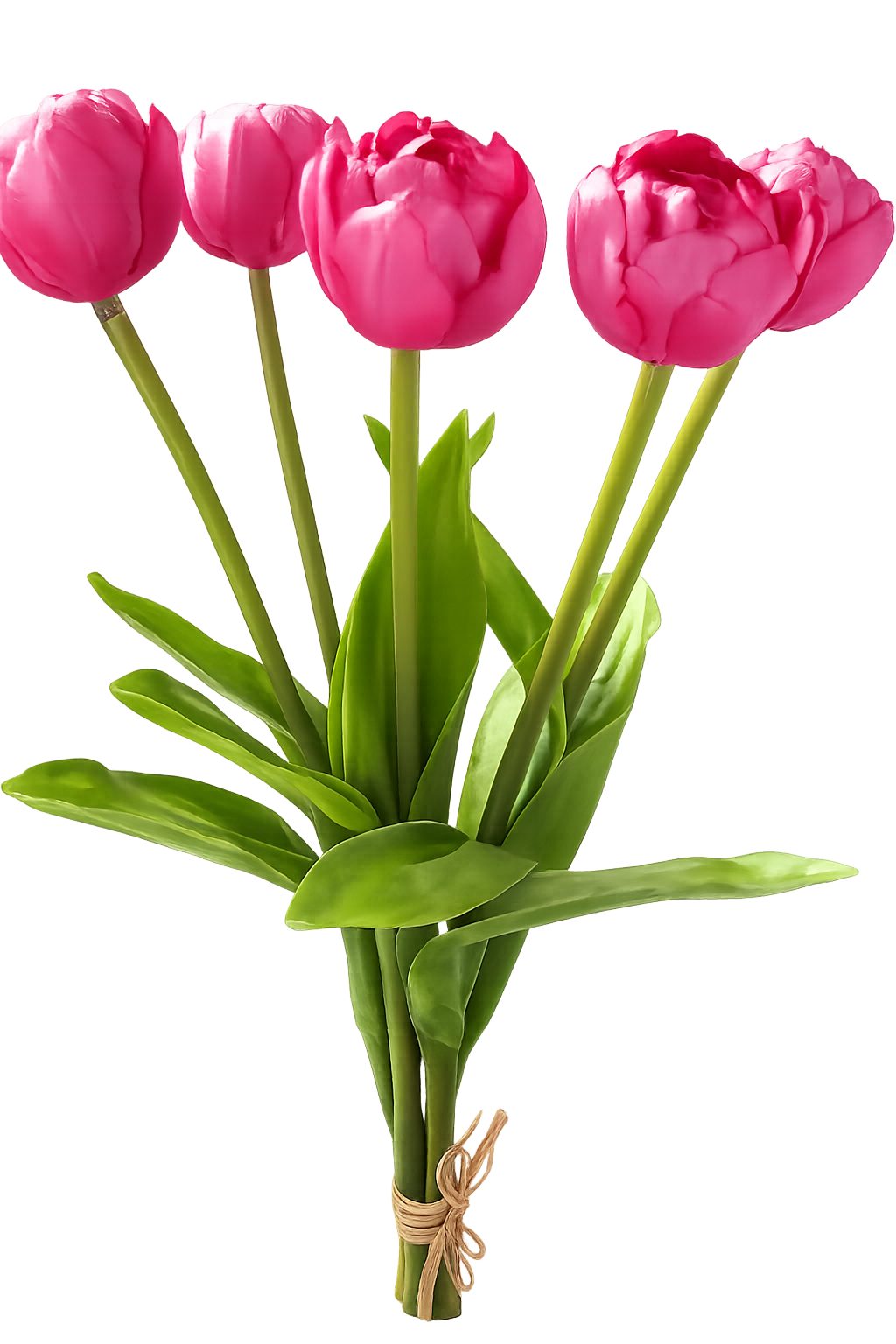 Kunstblume Tulpen künstlich L43cm Tulpenbündel mit 5Tulpen gefüllt Real Touch, finehomegarden, Höhe 43 cm, Tulpenstrauß künstliche Tulpen Dekoration 3Farben wählbar / Paket